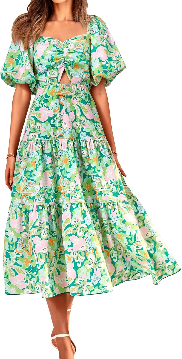 BTFBM Women Summer Dresses 2025 Casual Flowy Beach Maxi Dress