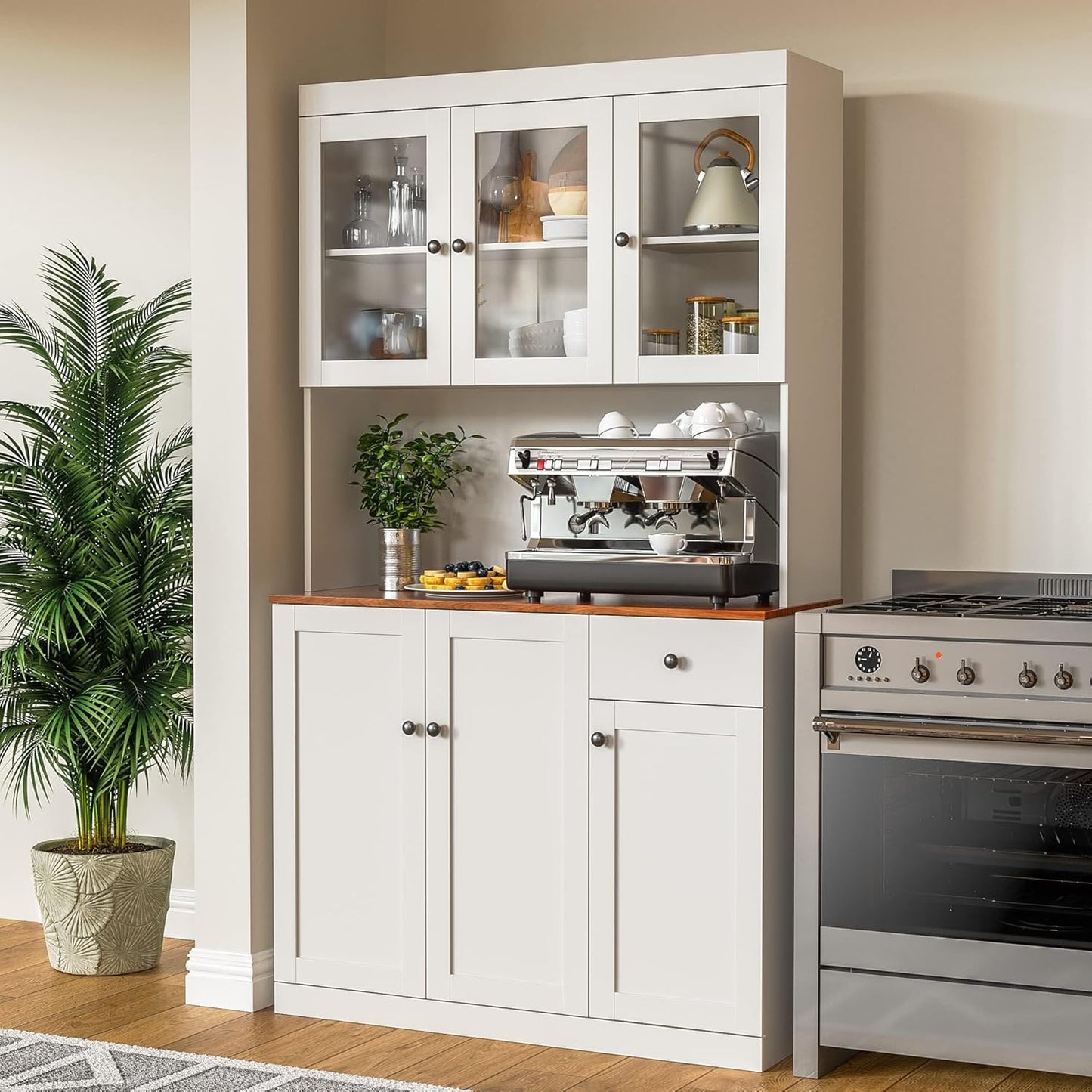 Cozy Castle Tall Kitchen Pantry with Microwave Shelf
