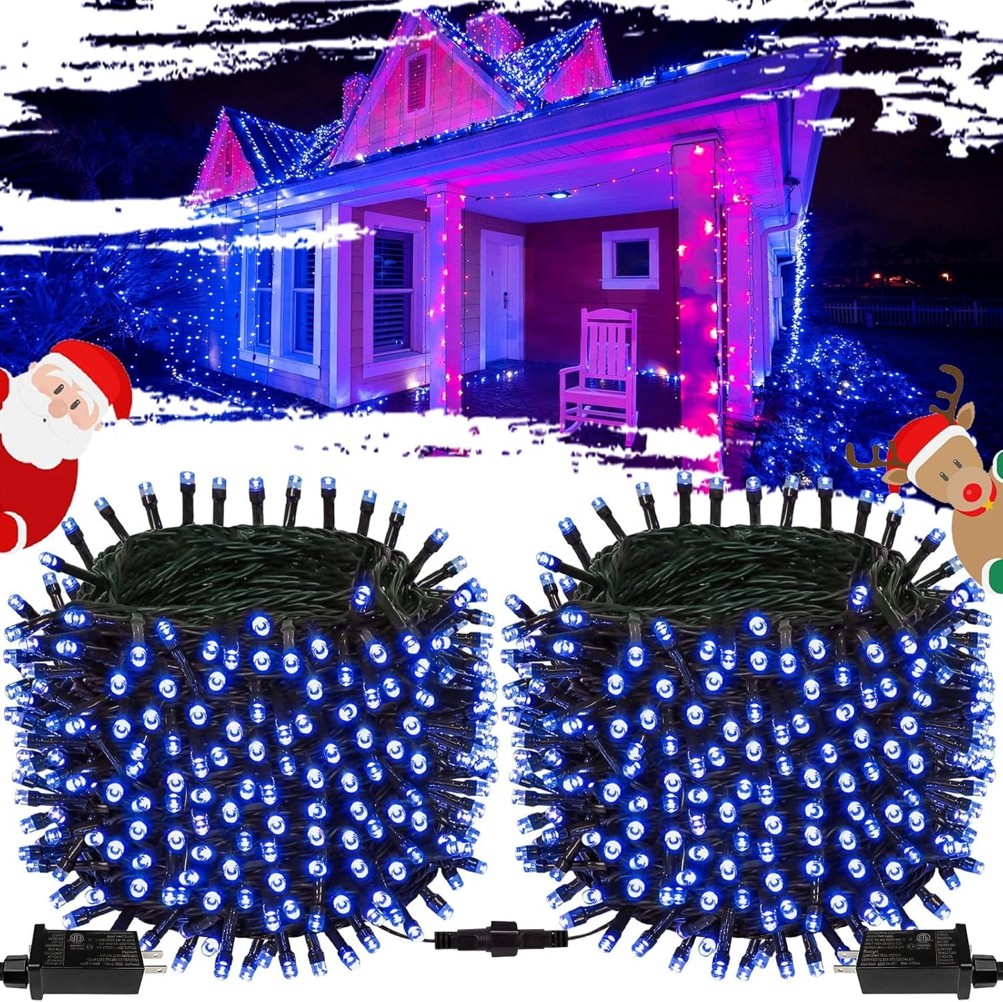 OZS 164ft 400LED Blue Christmas String Lights for Indoor/Outdoor