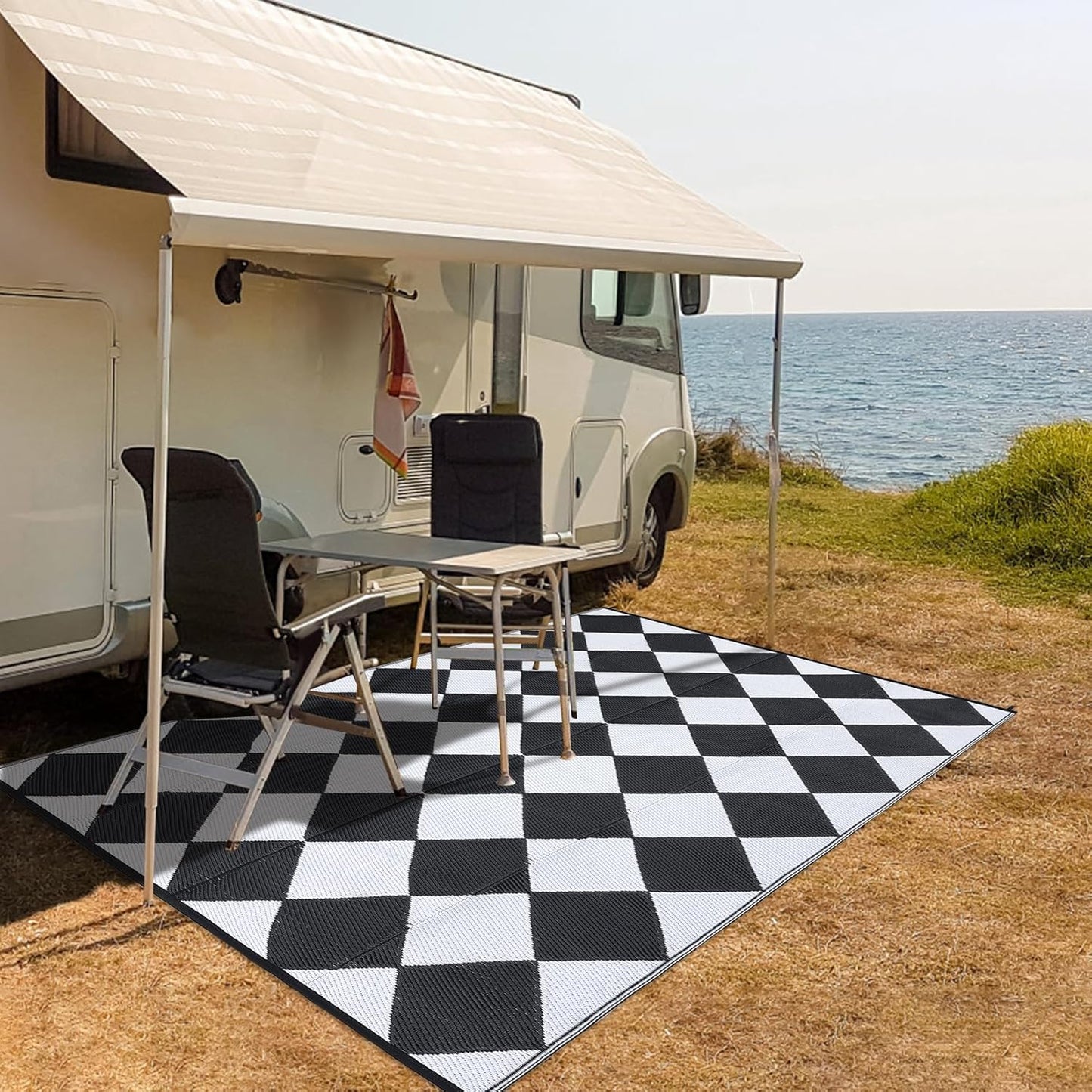 Garvee Outdoor Rug Waterproof 9x12 Reversible Plastic Straw Mat