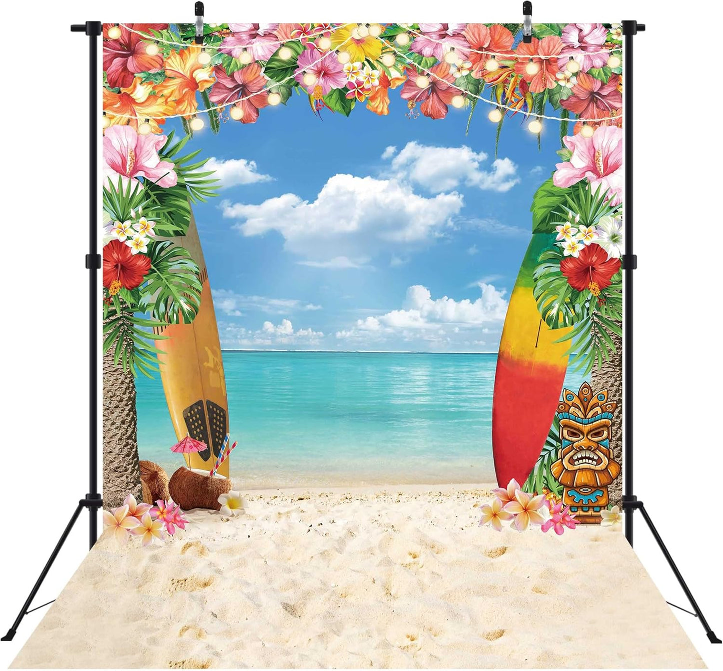 8x10ft Summer Hawaiian Beach Backdrop for Tropical Parties