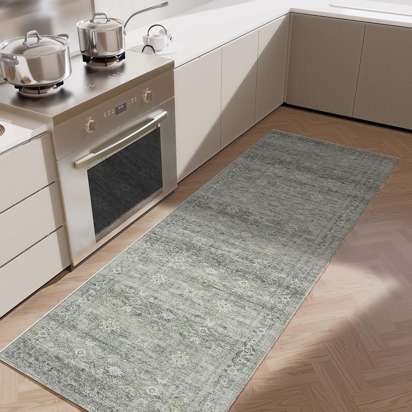 Washable Kitchen Rug Runners for Hallways - Soft Vintage Boho