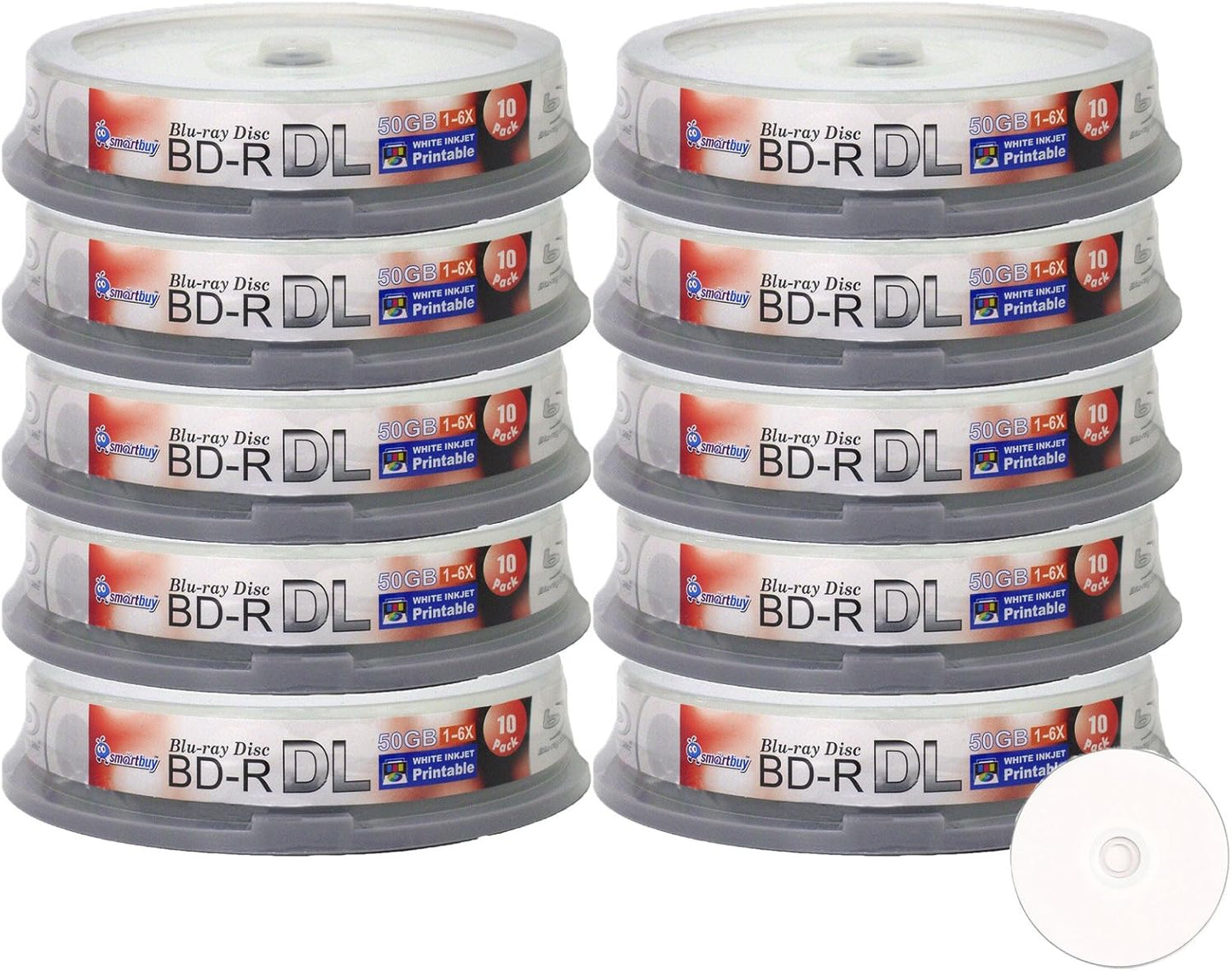 Smartbuy 50GB 6X Blu-ray BD-R DL Blank Discs for High-Quality Storage