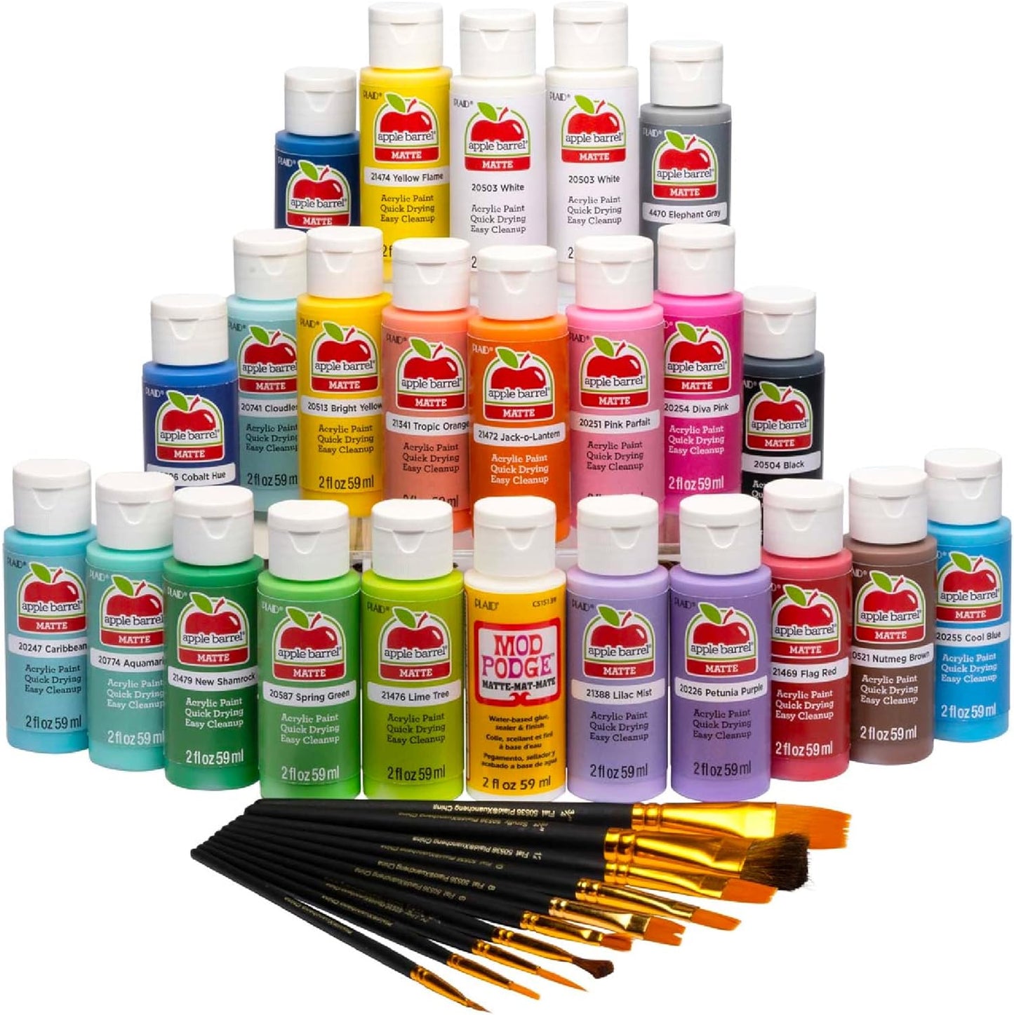 Complete 34pc Apple Barrel Art Kit - Acrylic Paints, Brushes, & Lessons!