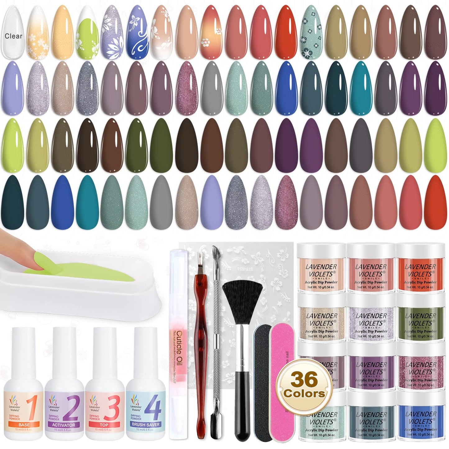 LAVENDER VIOLETS Dip Powder Nail Kit - 36 Colors for Home Use