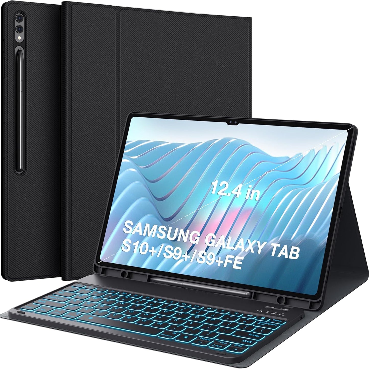 CHESONA Keyboard Case for Samsung Galaxy Tab S10+/S9+ with Backlight
