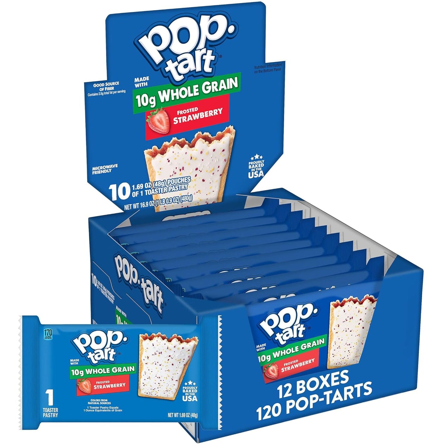 Pop-Tarts Toaster Pastries with Whole Grain, Frosted Strawberry