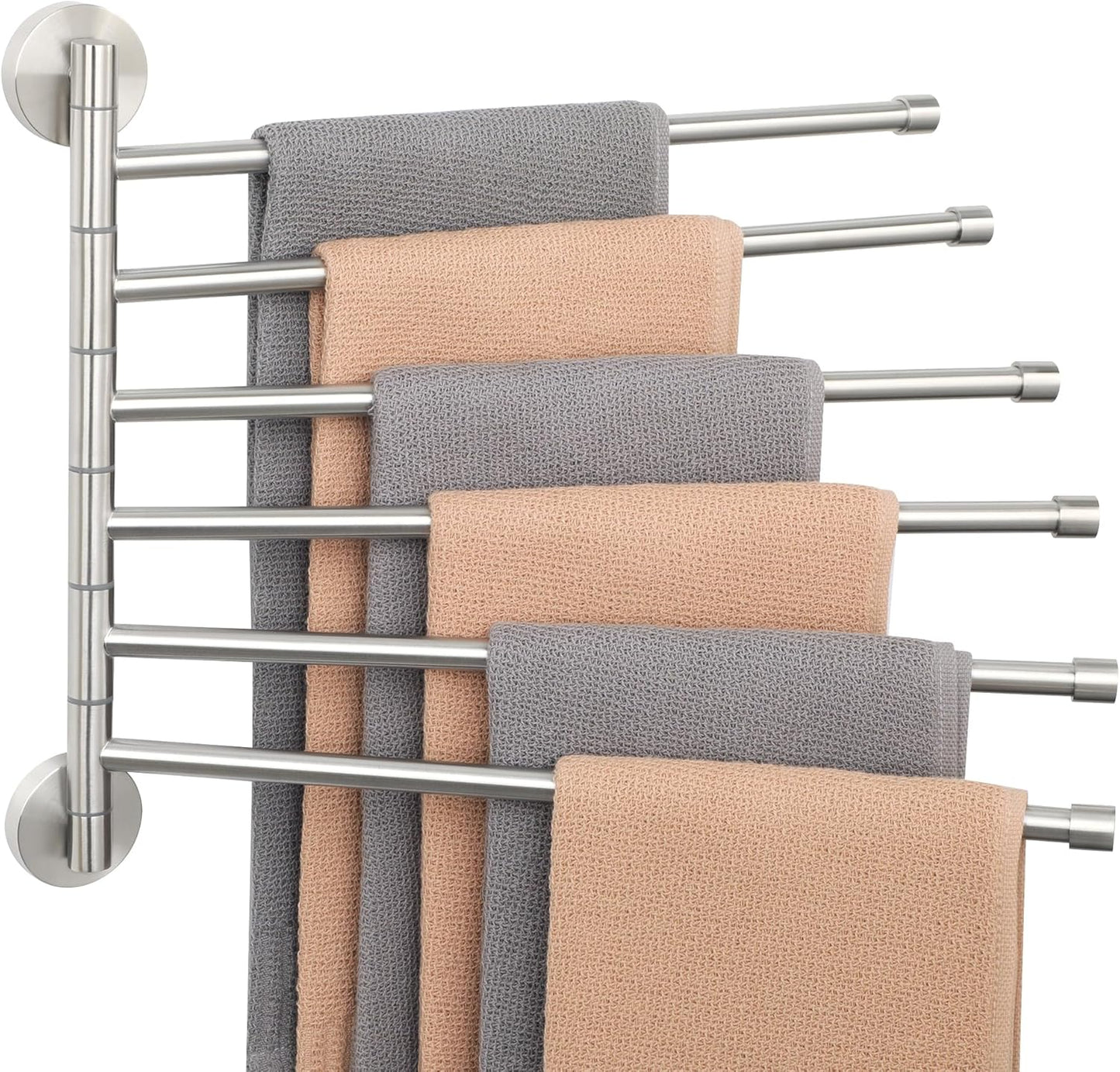 Alise Swing Out Towel Rack - Space Saving 6 Bar Holder