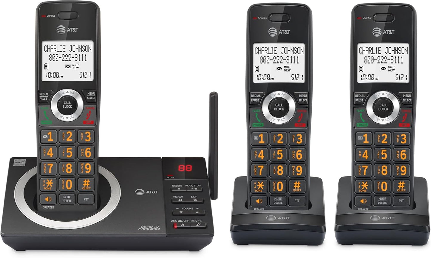 AT&T 3-Handset DECT 6.0 Cordless Phone with Smart Call Blocker