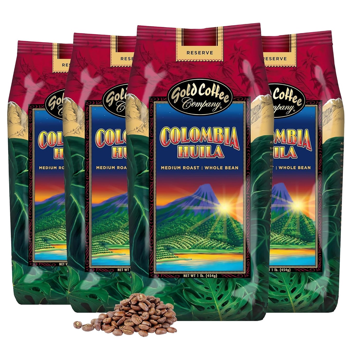 Premium Colombia Huila Coffee - Medium Roast Whole Bean 1 lb