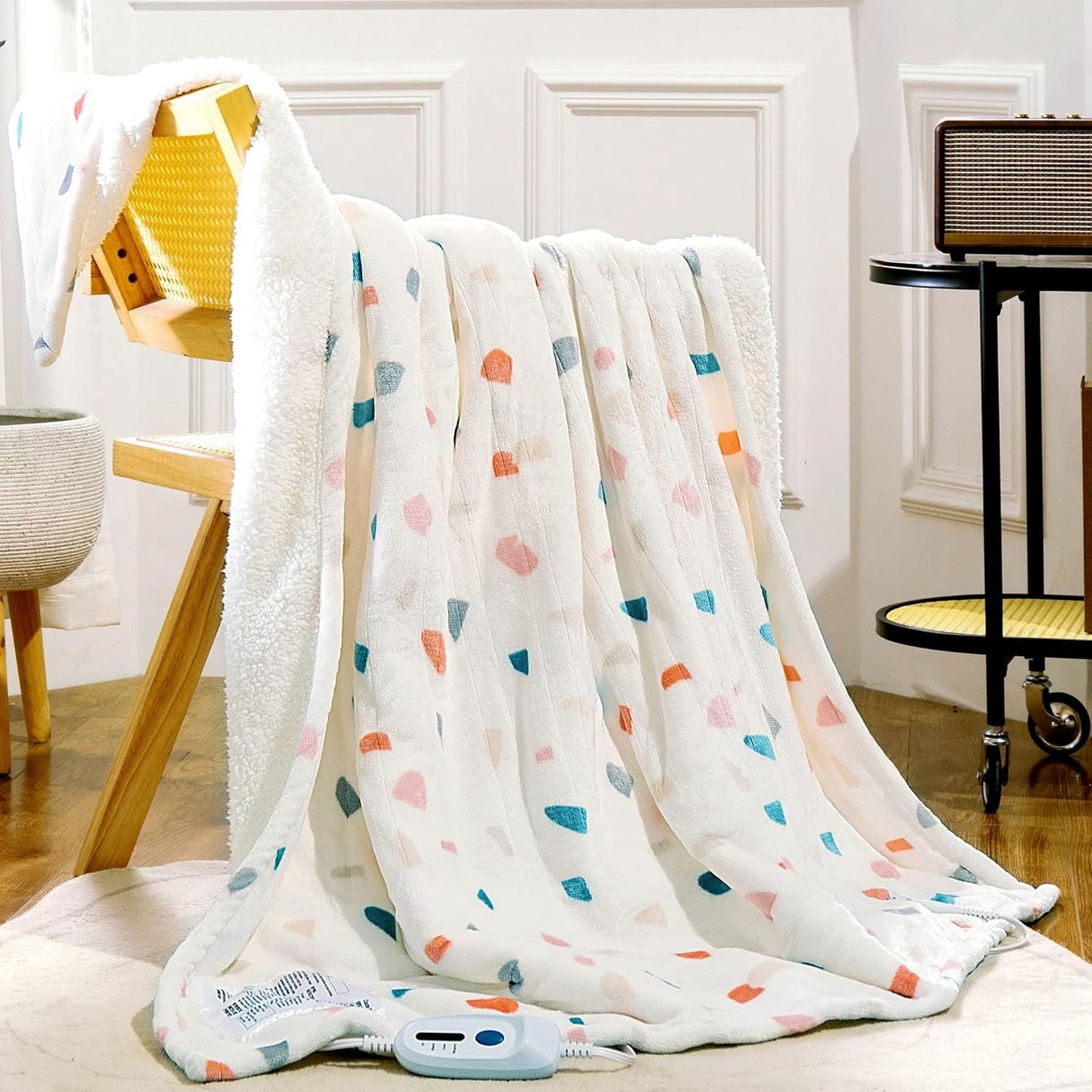 Cozy Printed Heated Throw - 4 Levels, Auto-Off
