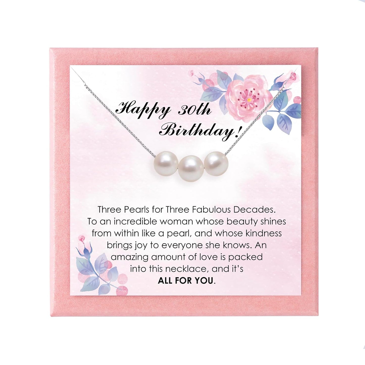 Silver Fresh Water Pearl Necklace for 30th Birthday Gifts