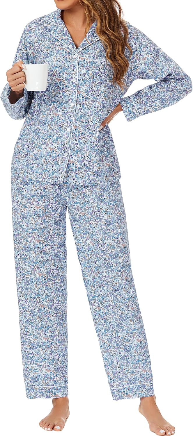 LUBOT 100% Cotton Pajamas for Women - Stylish Sleepwear Set