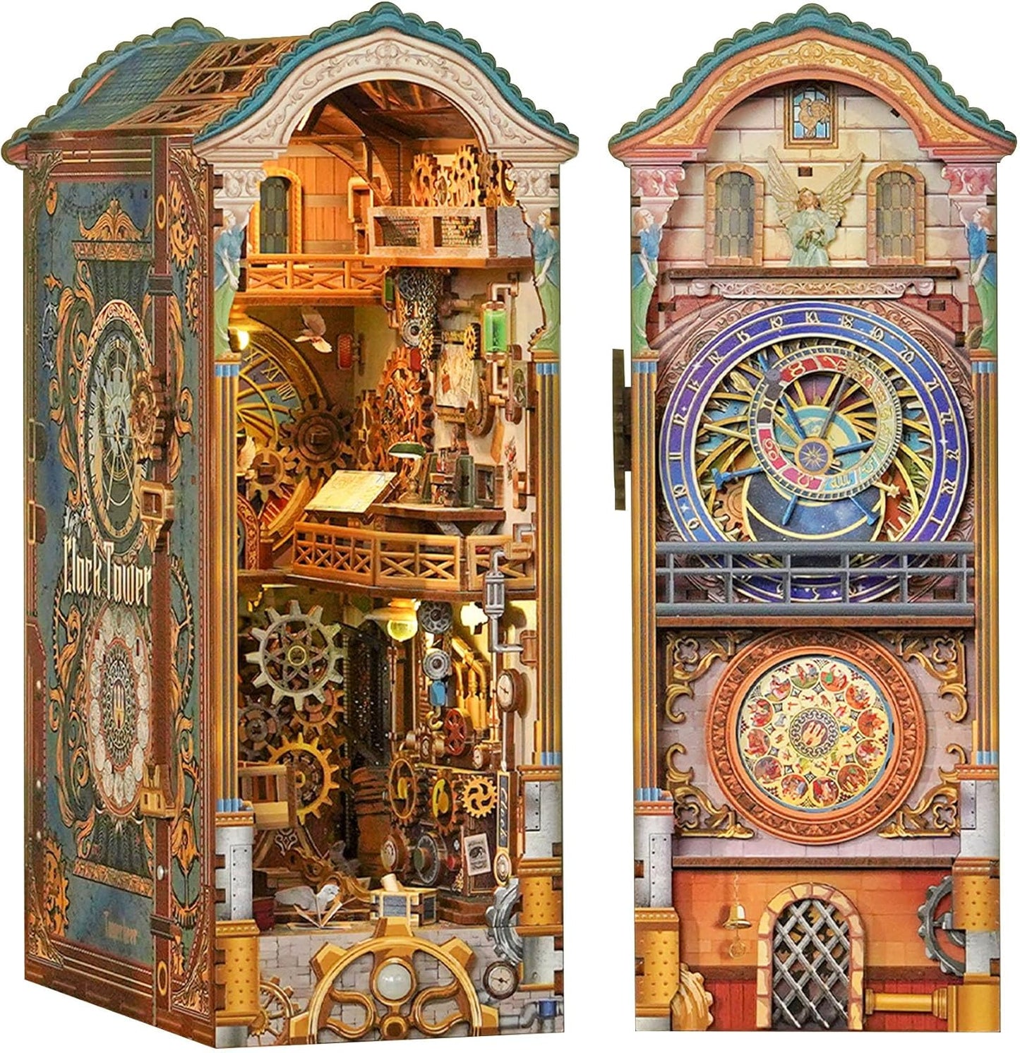 Tonecheer DIY Book Nook Kit for Adults with Clock Tower Design
