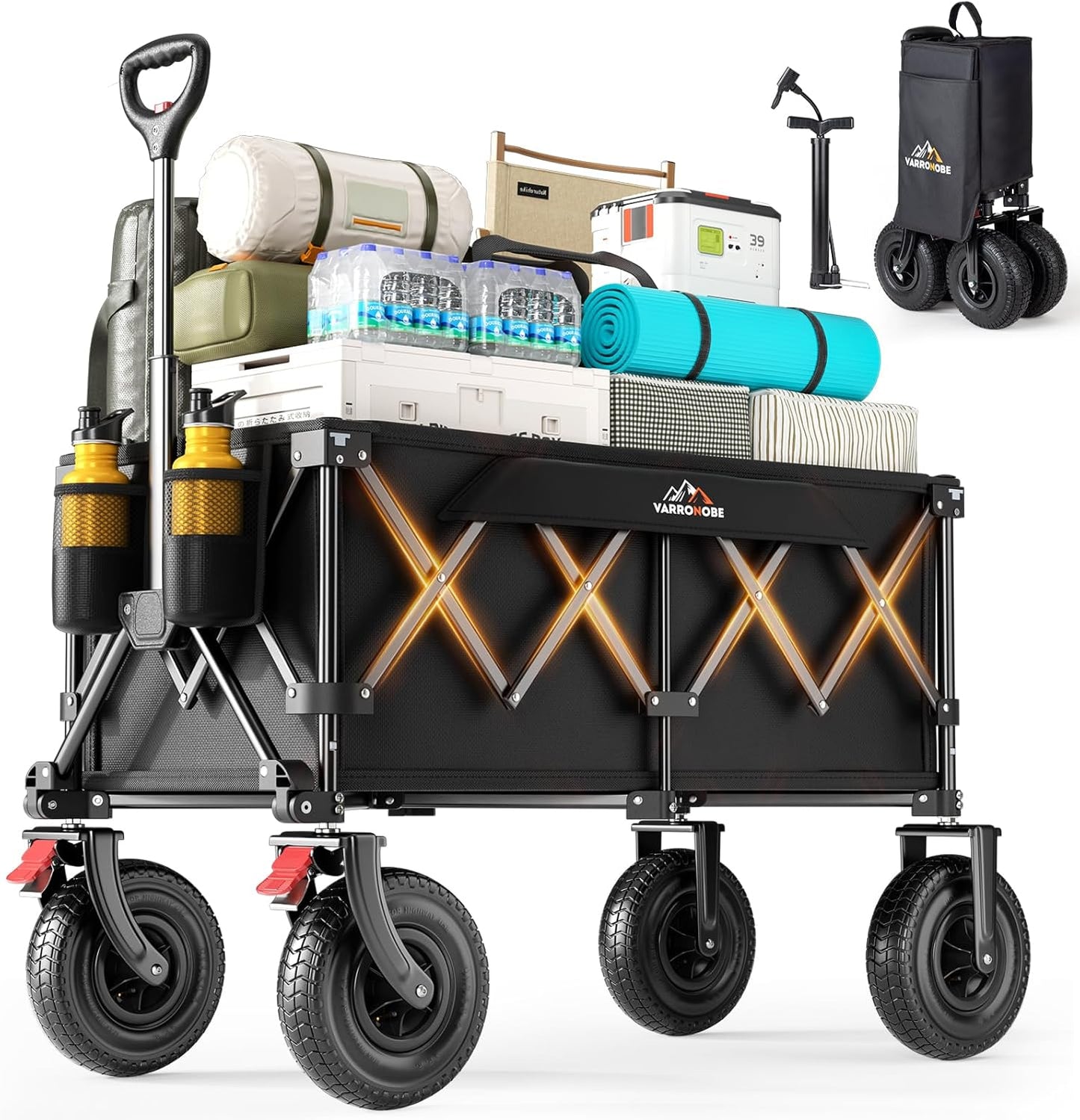 Beach Wagon with 9x3 Big Rubber Wheels for All-Terrain Use