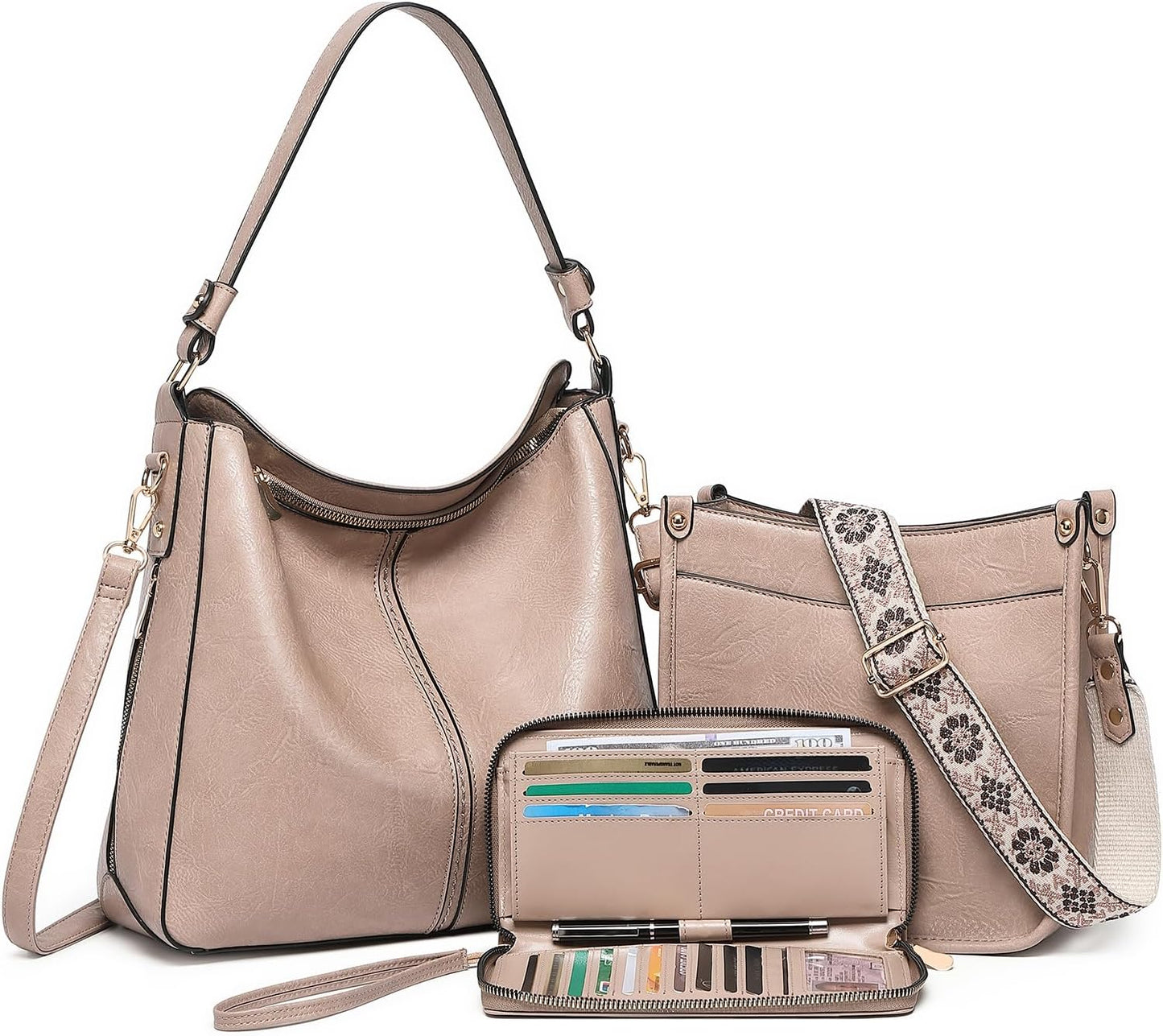 Purses for Women 3PCS Set - Stylish Leather Handbags & Wallet