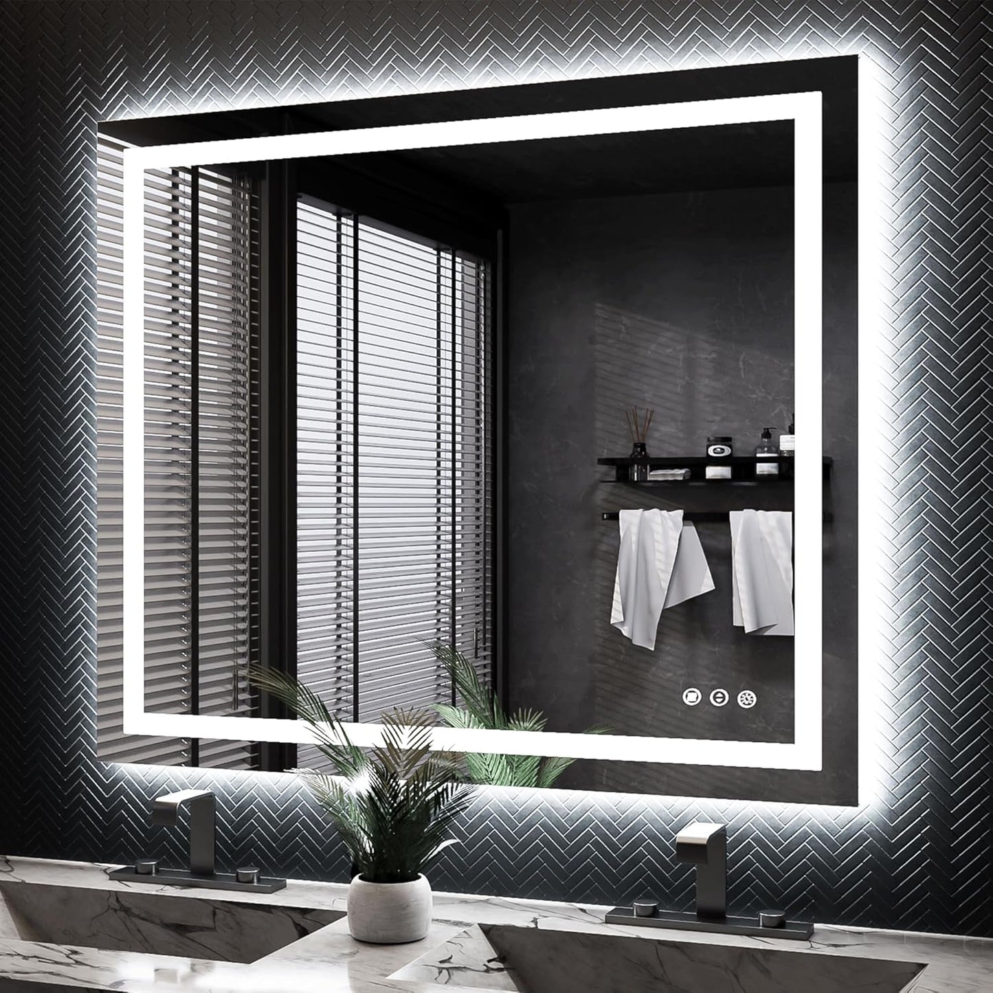 ISK 44ft' x 36ft' LED Bathroom Mirror with Front and Back Lights
