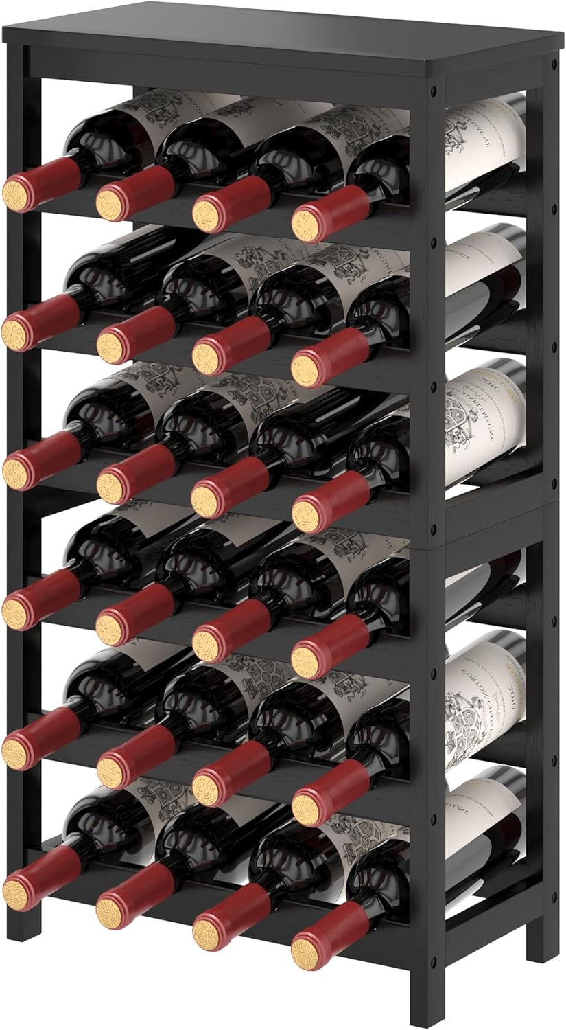 6 Tier Bamboo Wine Rack for 24 Bottles - Stylish Storage Solution