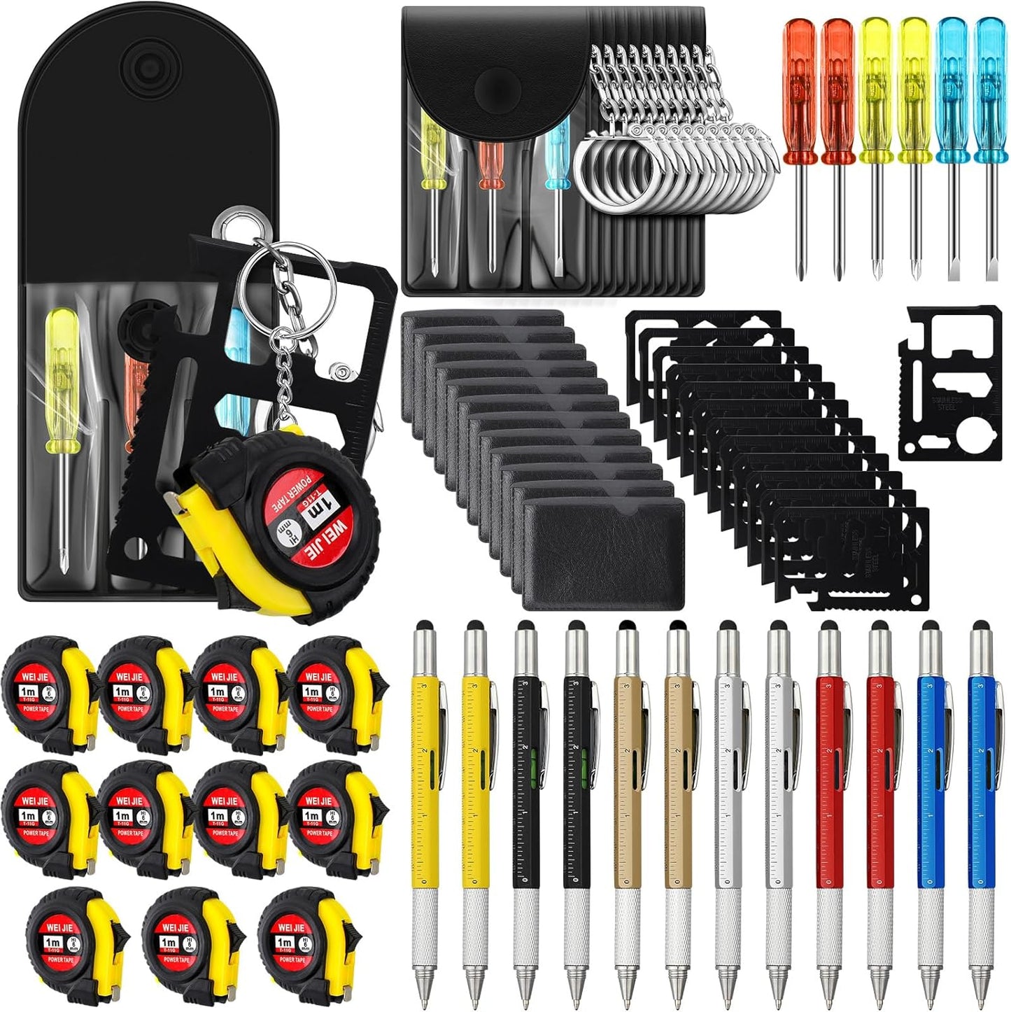 48 Pcs Mini Tape Screwdriver Keychain Set for Men Gifts