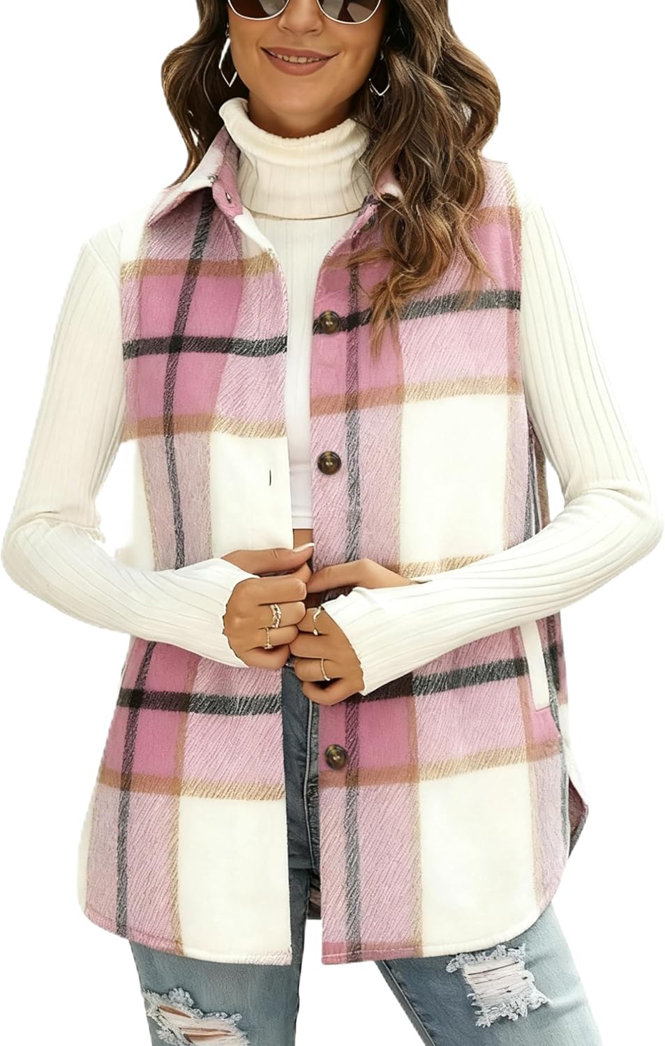 UANEO Womens Fall Flannel Plaid Vest for Stylish Comfort