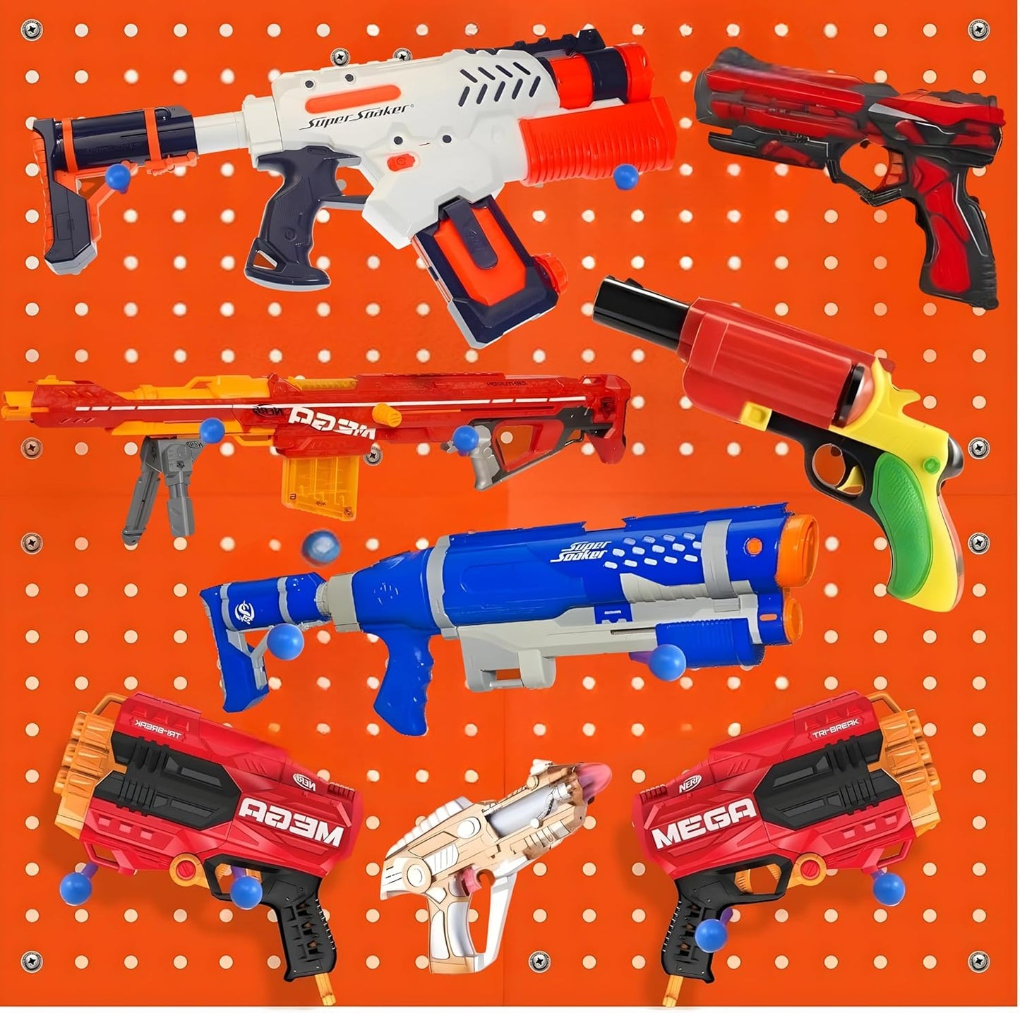 Skywin Wooden Peg Board for Nerf Gun Storage Organizer 13 x 13 in