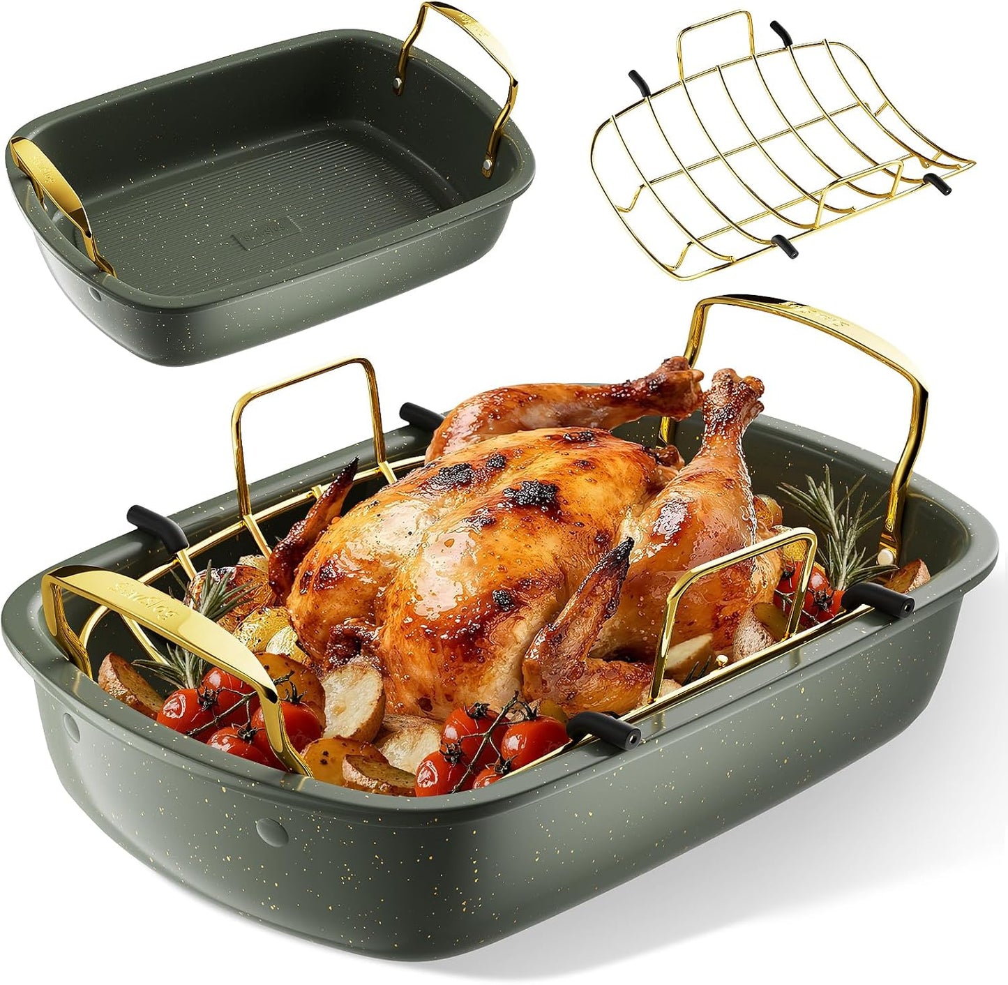 Nonstick Roasting Pan for Turkey, Meat & Vegetables - 17x13 in