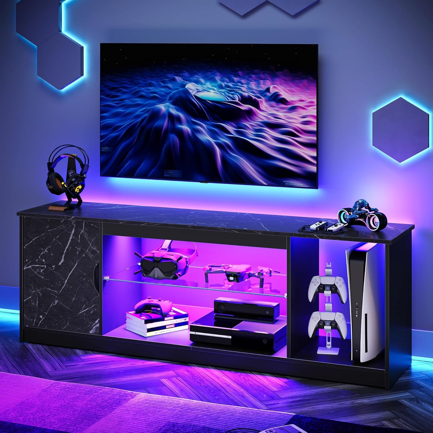 Modern Gaming TV Stand - Stylish Entertainment Center