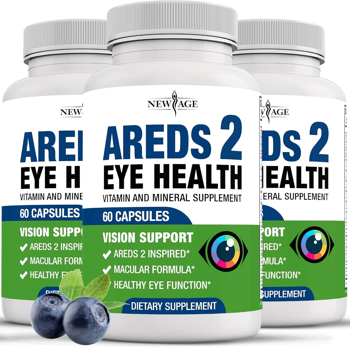 NEW AGE AREDS 2 Eye Vitamins for Vision - 180 Count Capsules
