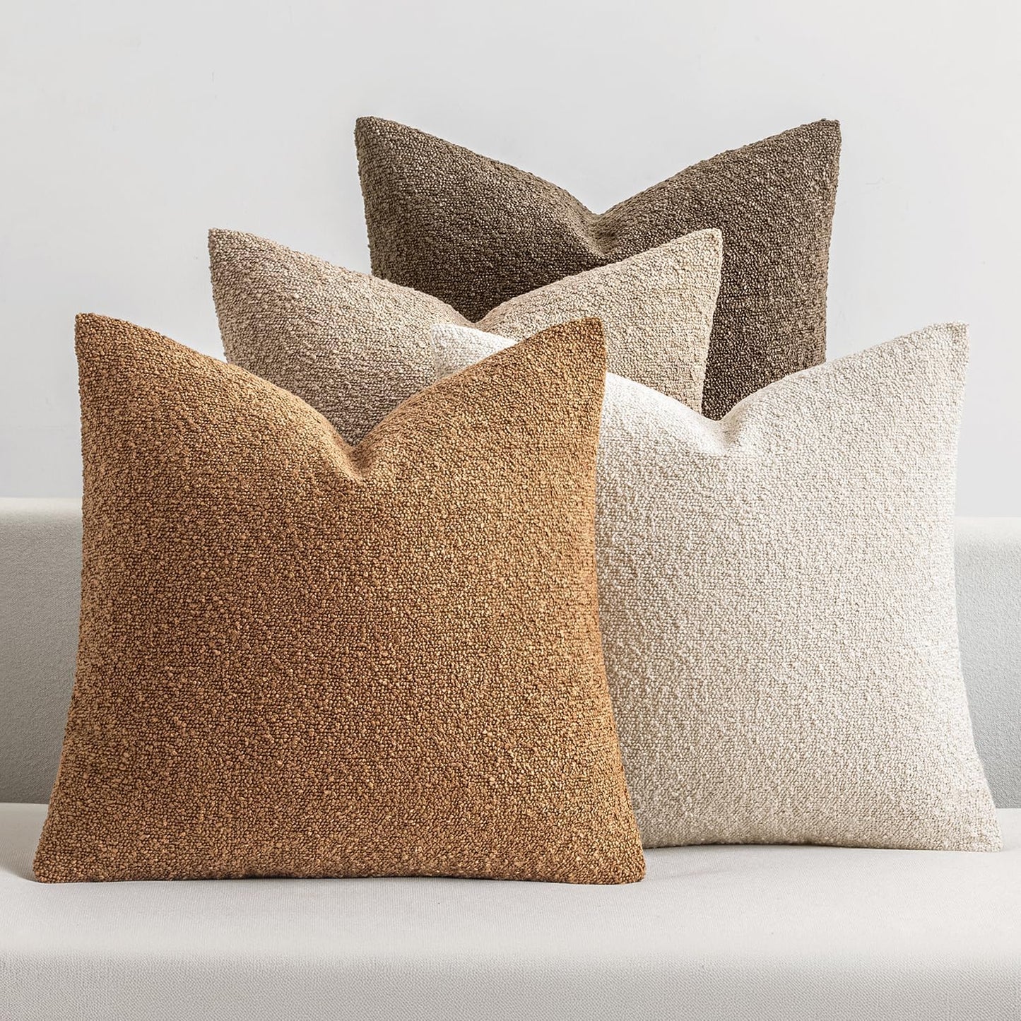 MIULEE Decorative Textured Boucle Throw Pillow Covers for Home