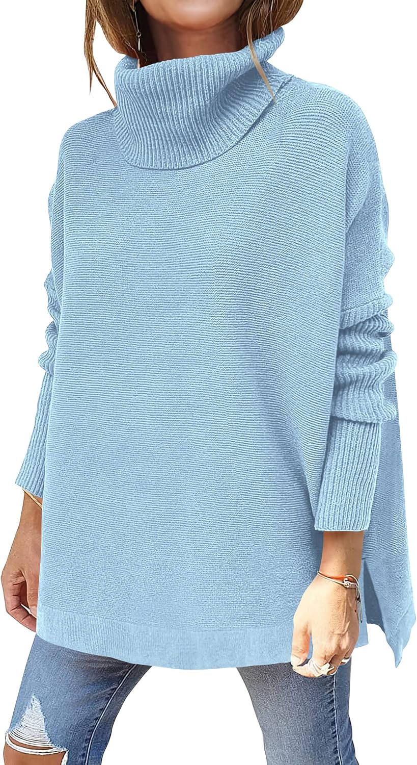 Oversized Turtleneck Batwing Sleeve Sweater for Women