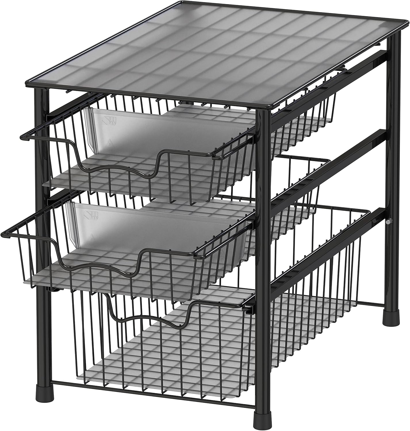 3-Tier Stackable Sliding Basket Storage Organizer for Home Use