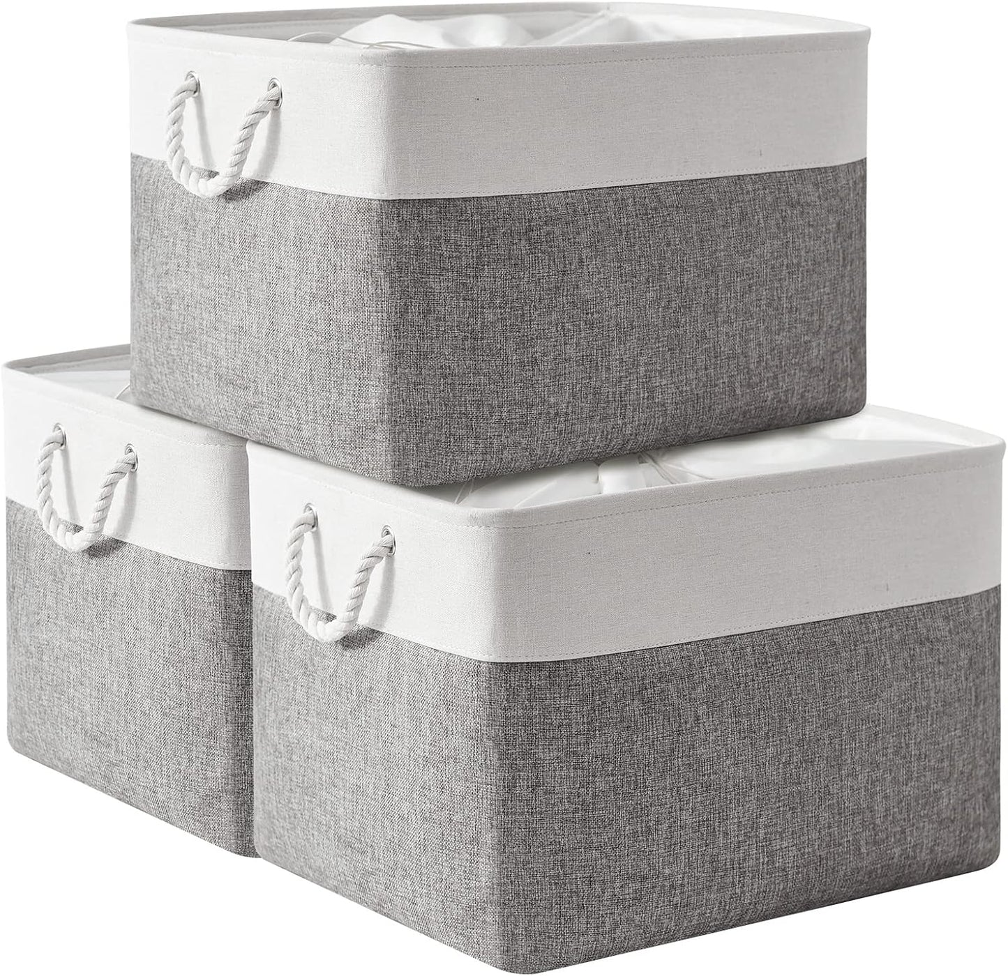 TheWarmHome Storage Bins for Organizing - 3 Pack Fabric Baskets