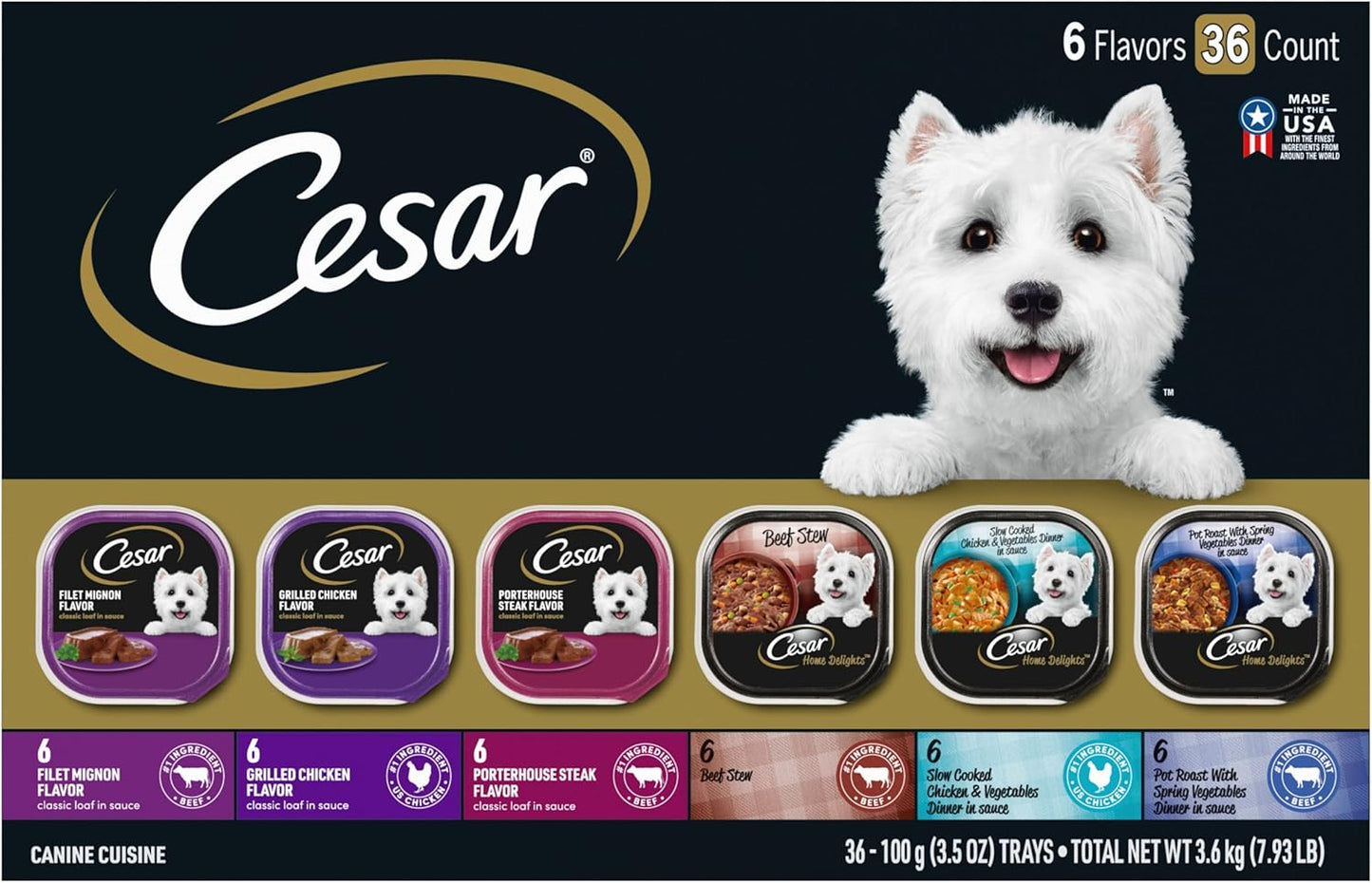 Cesar Wet Dog Food Home Delights Variety Pack for Adult Dogs