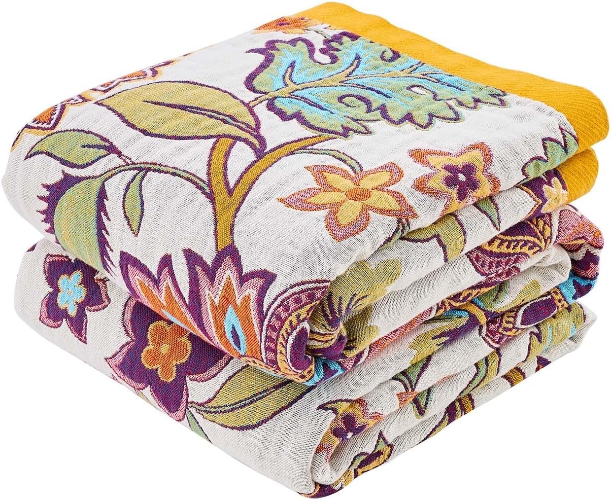 Boho Throw Blanket for Bed - 100% Cotton Rustic Quilt