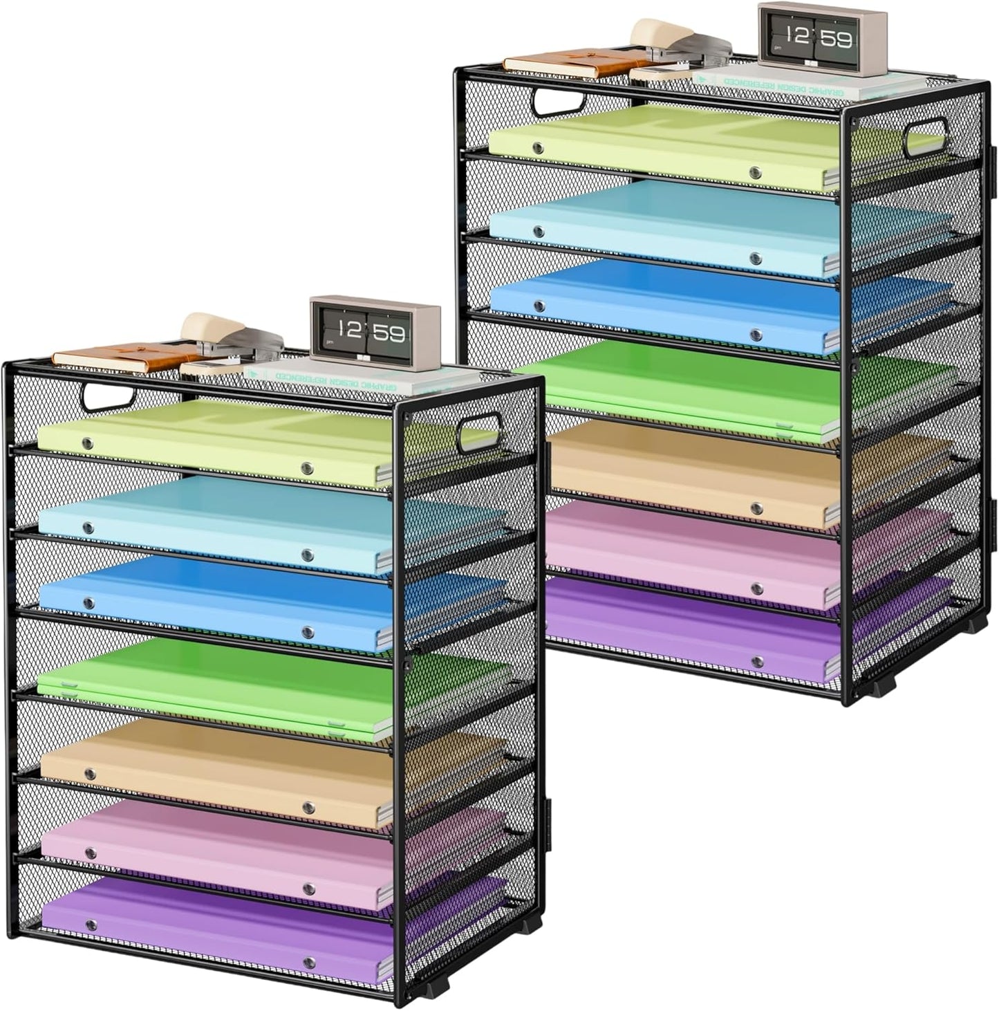 8 Tier Paper Organizer with Handle for Desk - Large Capacity