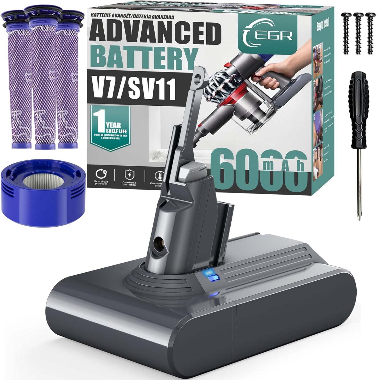 6000mAh Battery for Dyson V7 Vacuums