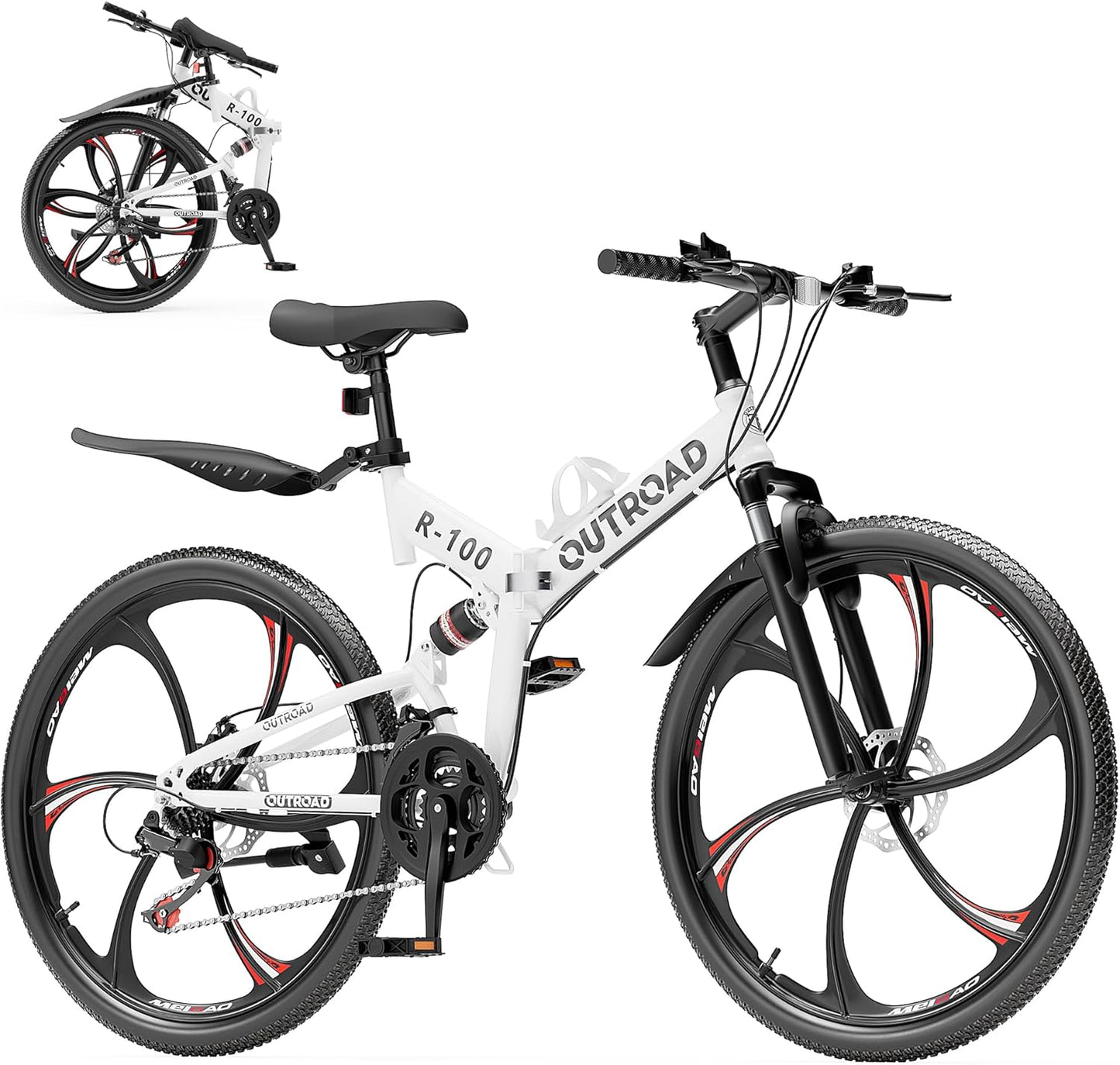 26 Inch Adult Folding Bikes with Full Suspension and 21 Speeds