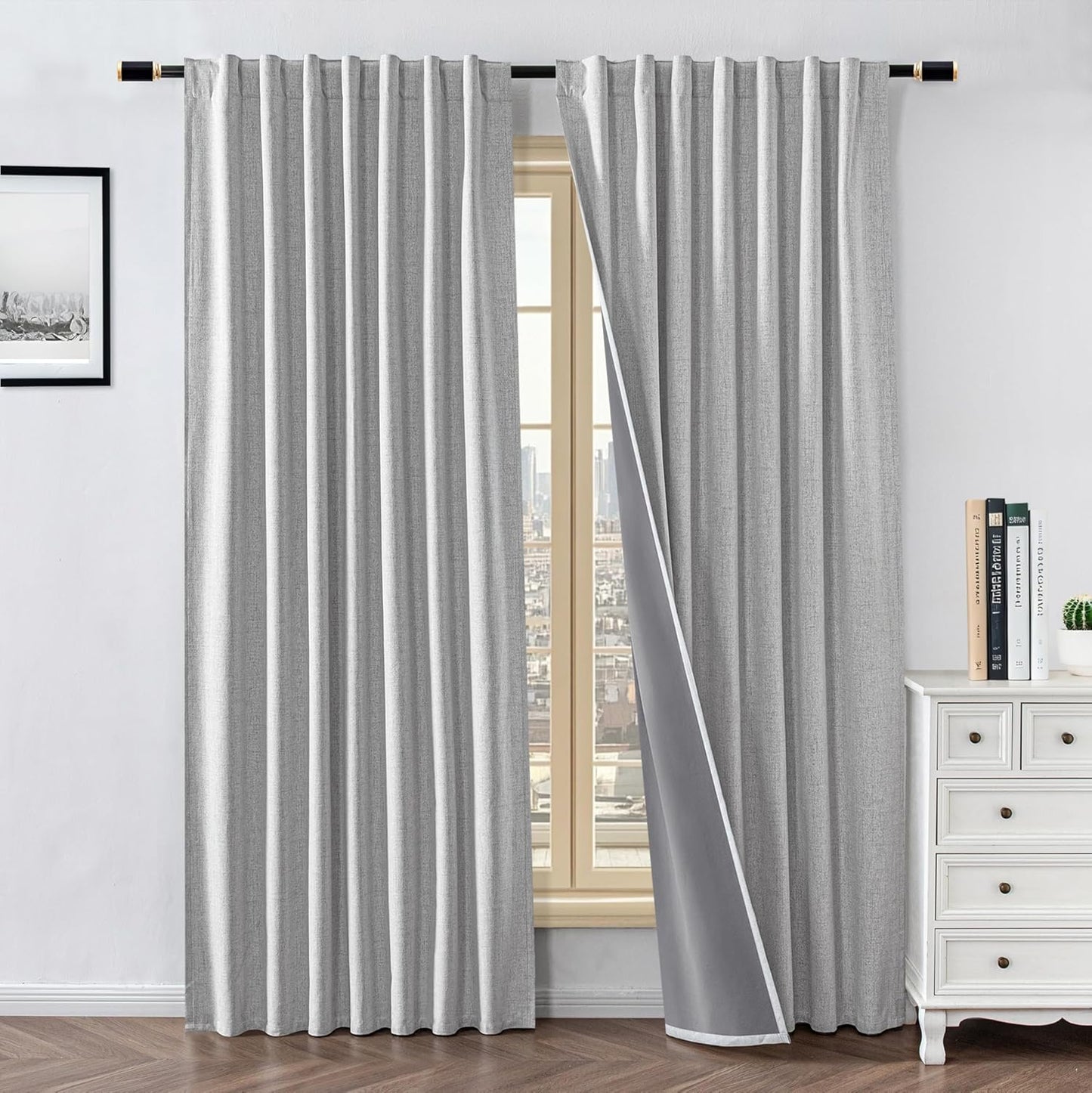 100% Blackout Curtains for Living Room - 108 Inch Light Blocking