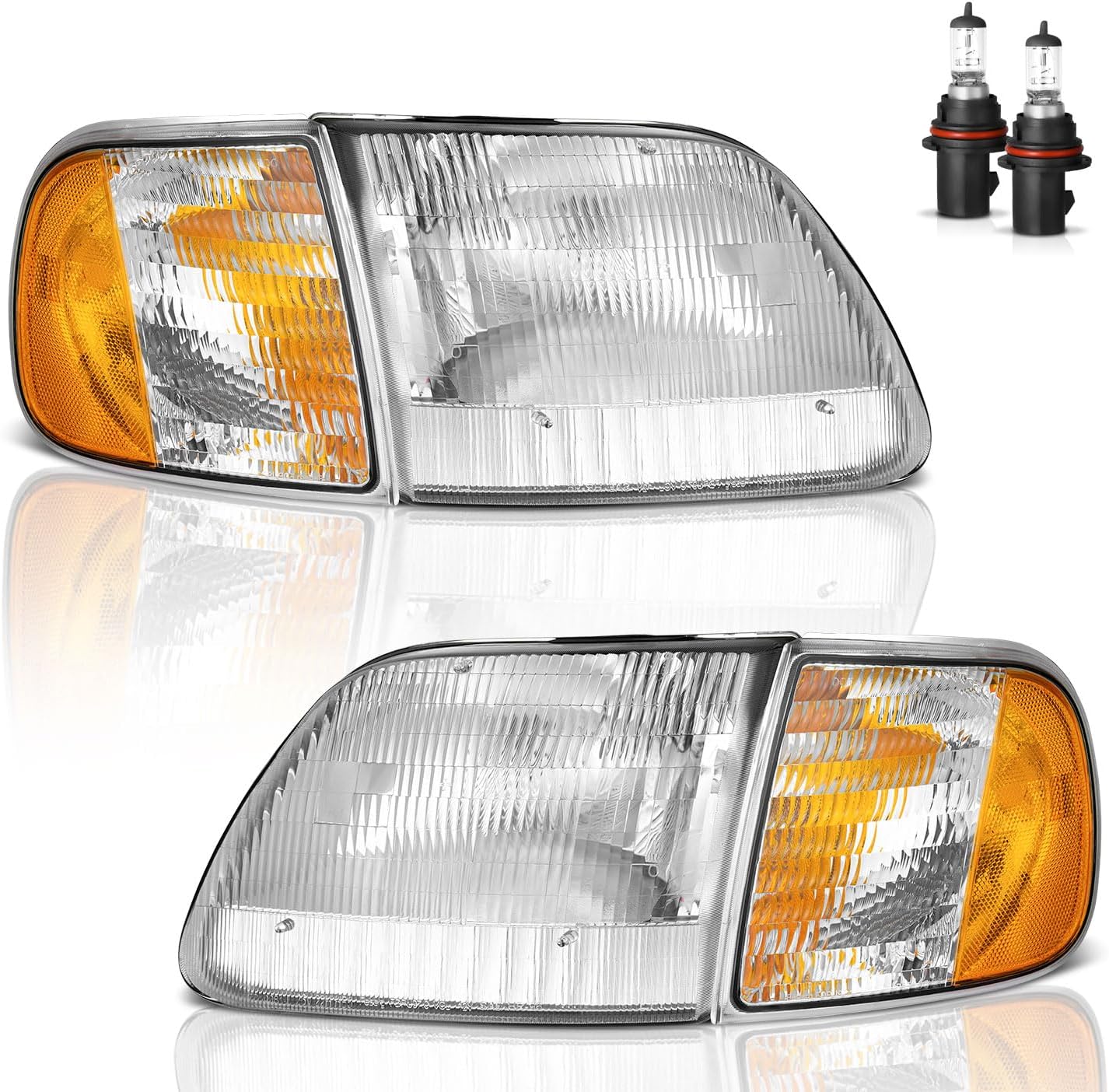 WEELMOTO Headlights Assembly for 1997-2003 F150 Models