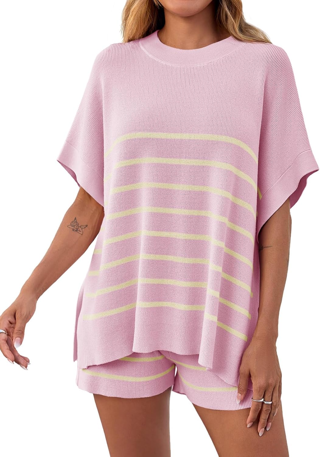 Fisoew Women's Striped 2 Piece Outfits for Summer Comfort