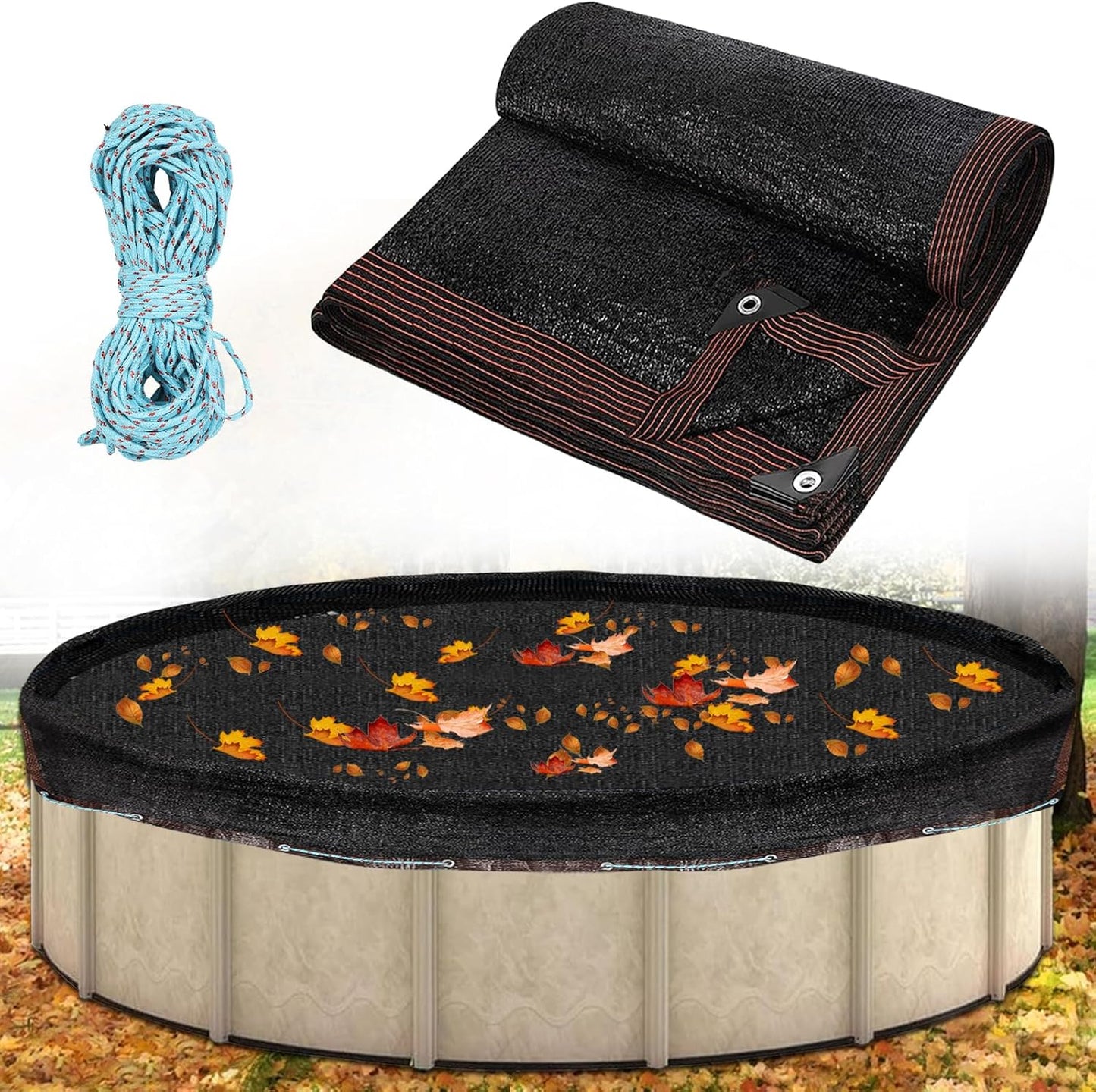 24ft Leaf Net Cover for Above Ground Pool - Durable Mesh Safety