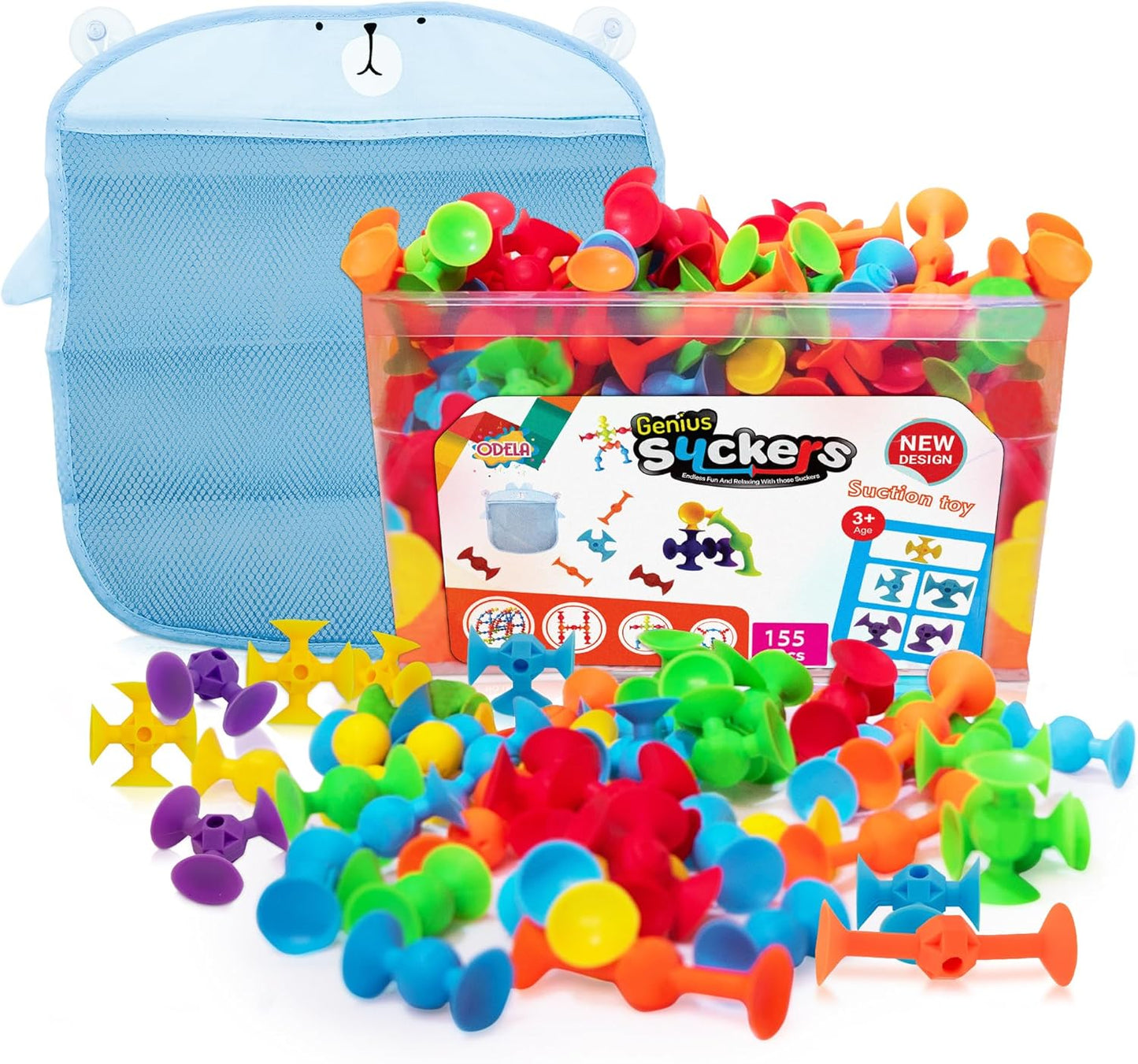 Genius Suckers 155Pcs Suction Toy for Kids Sensory Play