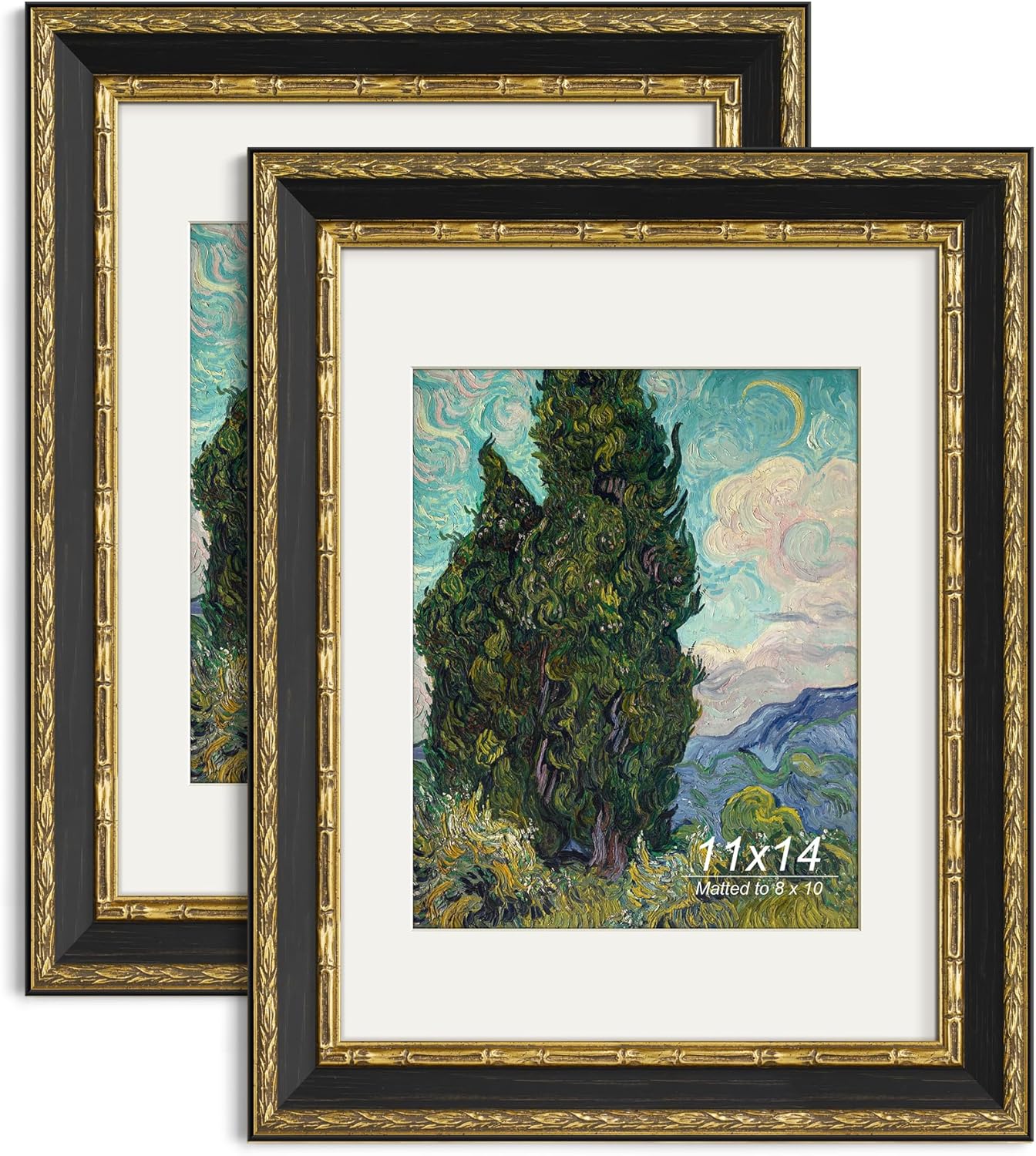 Yaetm 11x14 Vintage Picture Frame with Ornate Gold Design