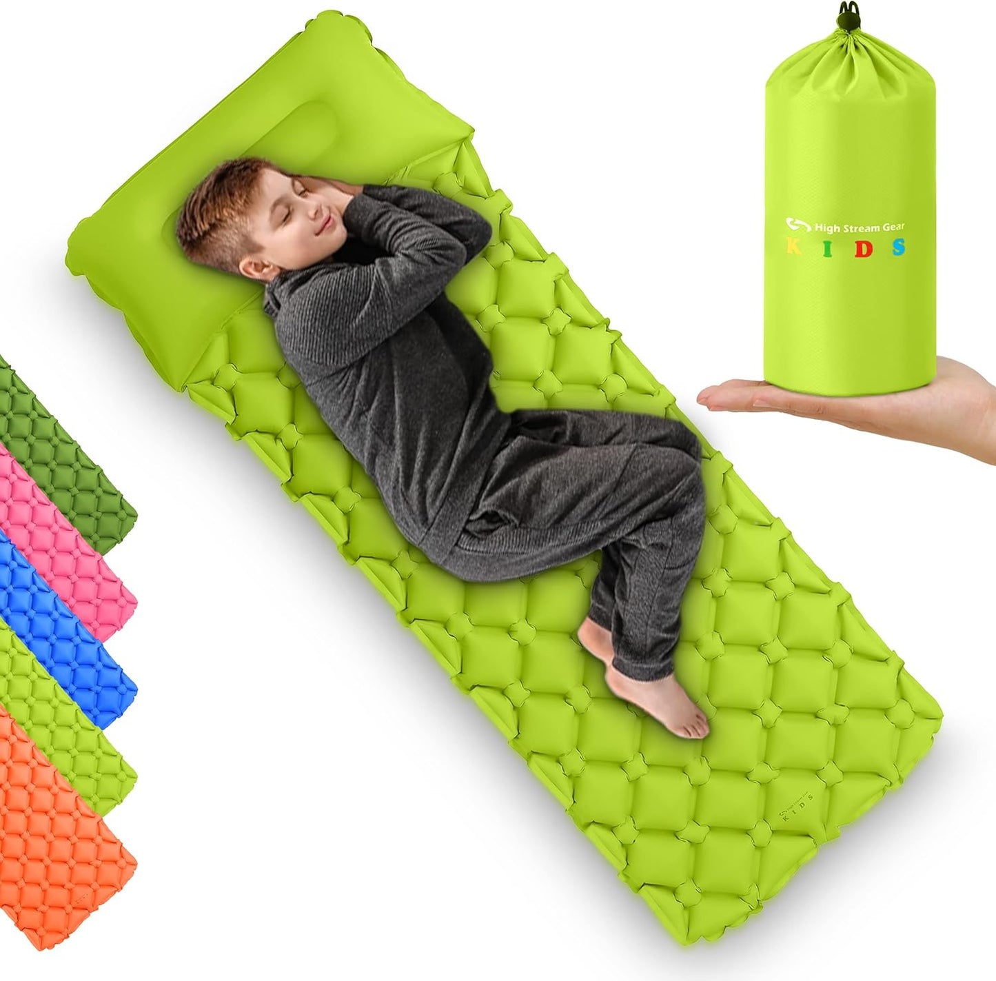 Kids Sleeping Pad for Camping with Pillow - Inflatable Mattress