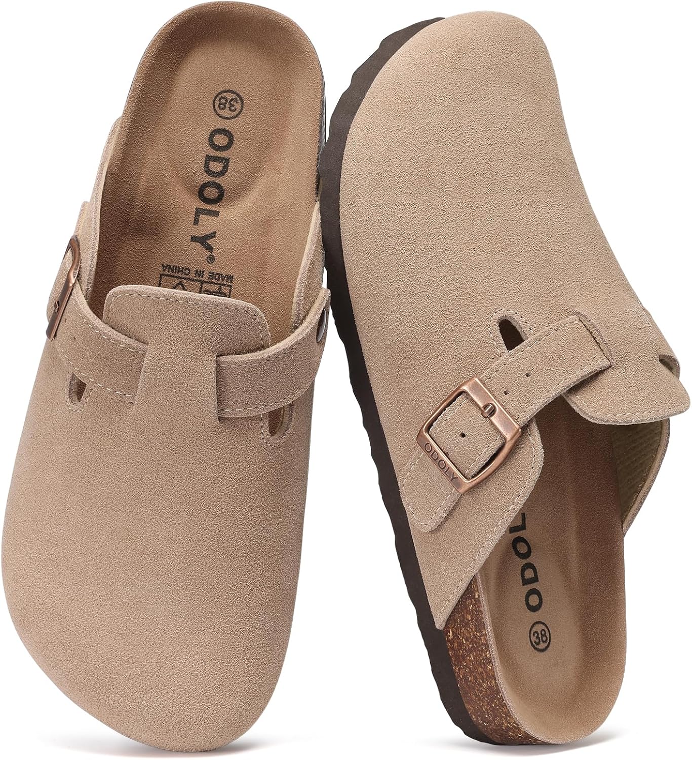 Genuine Suede Clogs for Women Men with Soft Cork Footbed