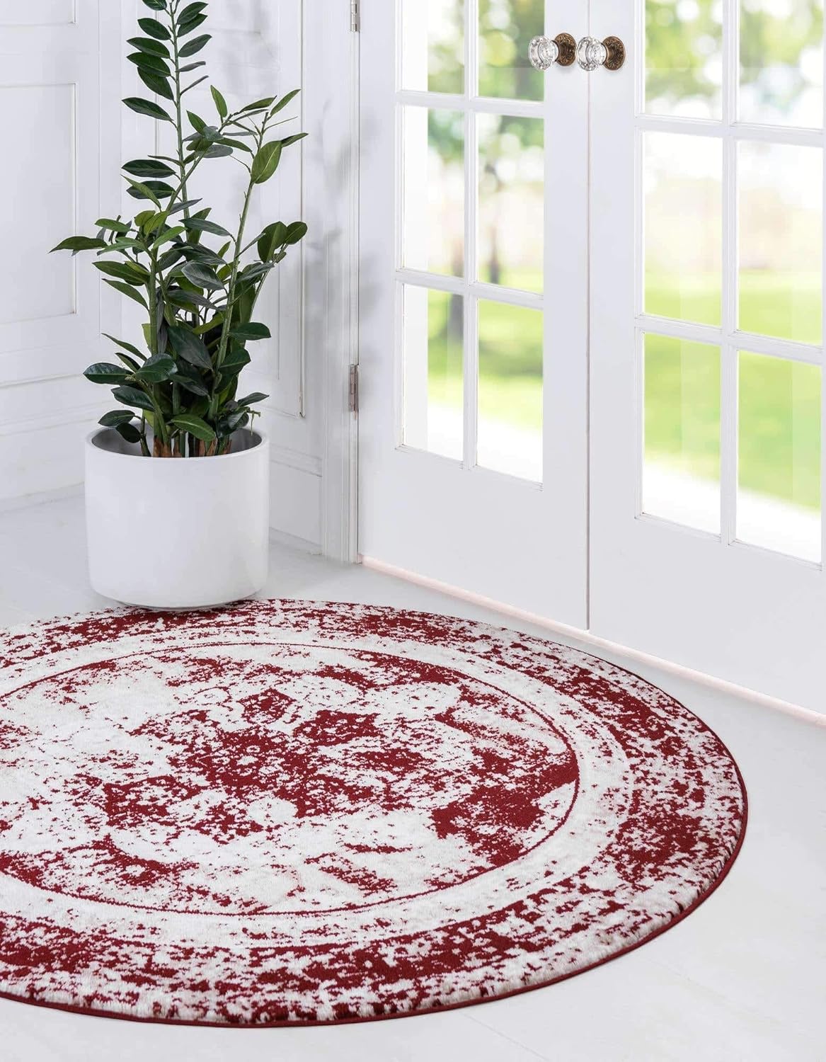Unique Loom Sofia Collection Area Rug - Vintage Burgundy Ivory