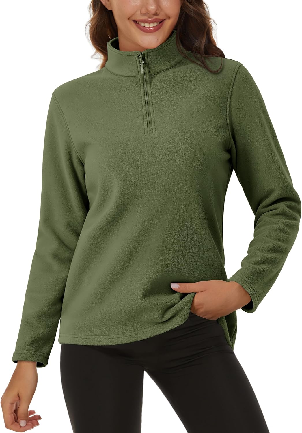 MAGCOMSEN Women's Quarter Zip Pullover Fleece Jacket for Comfort