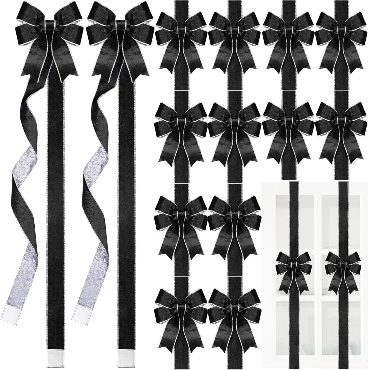 XunYee 15 Pcs Glitter Large Christmas Cabinet Ribbons Bows