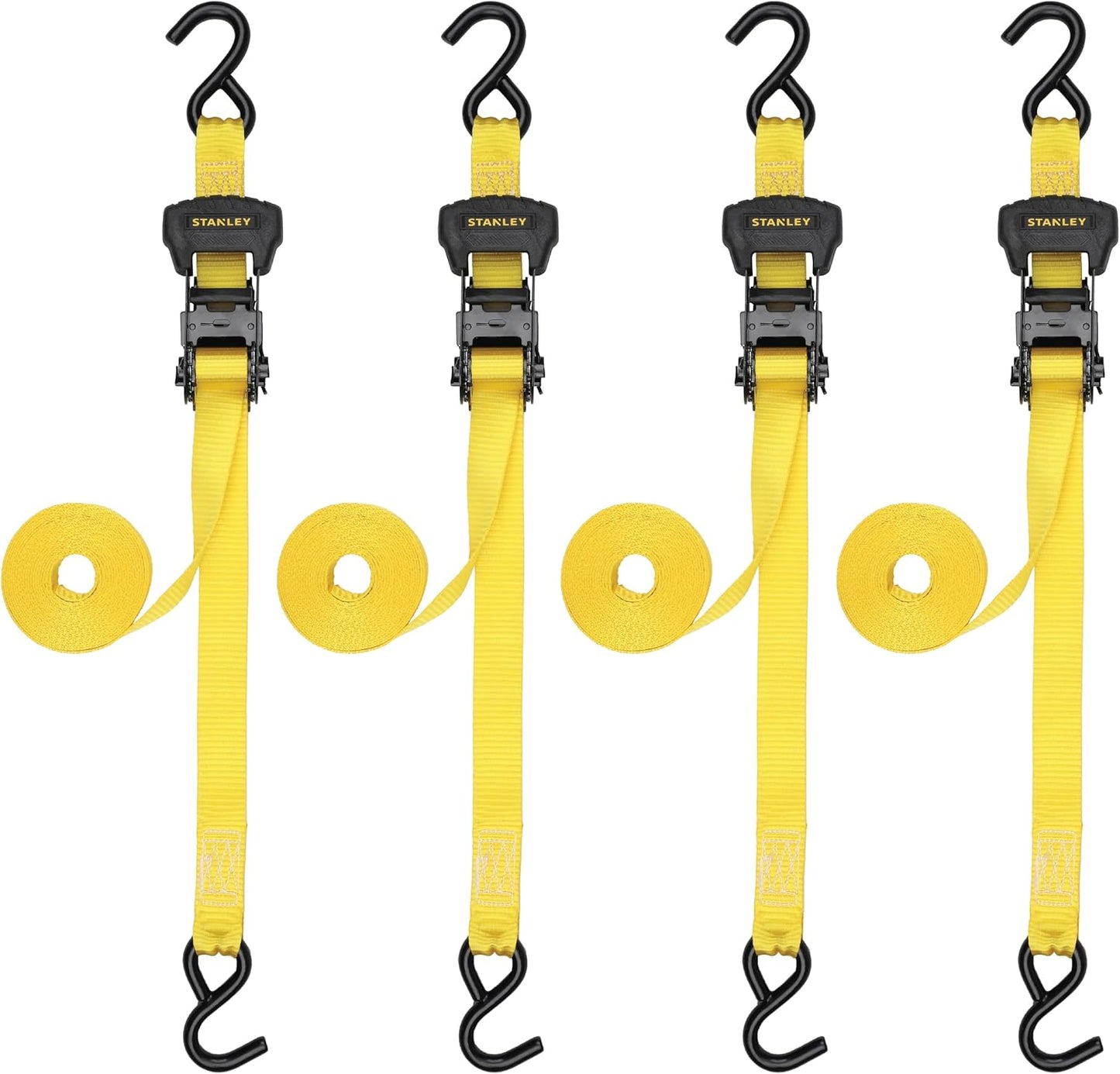 1.25 in x 16 ft Pre-Threaded Ratchet Straps for Cargo Safety