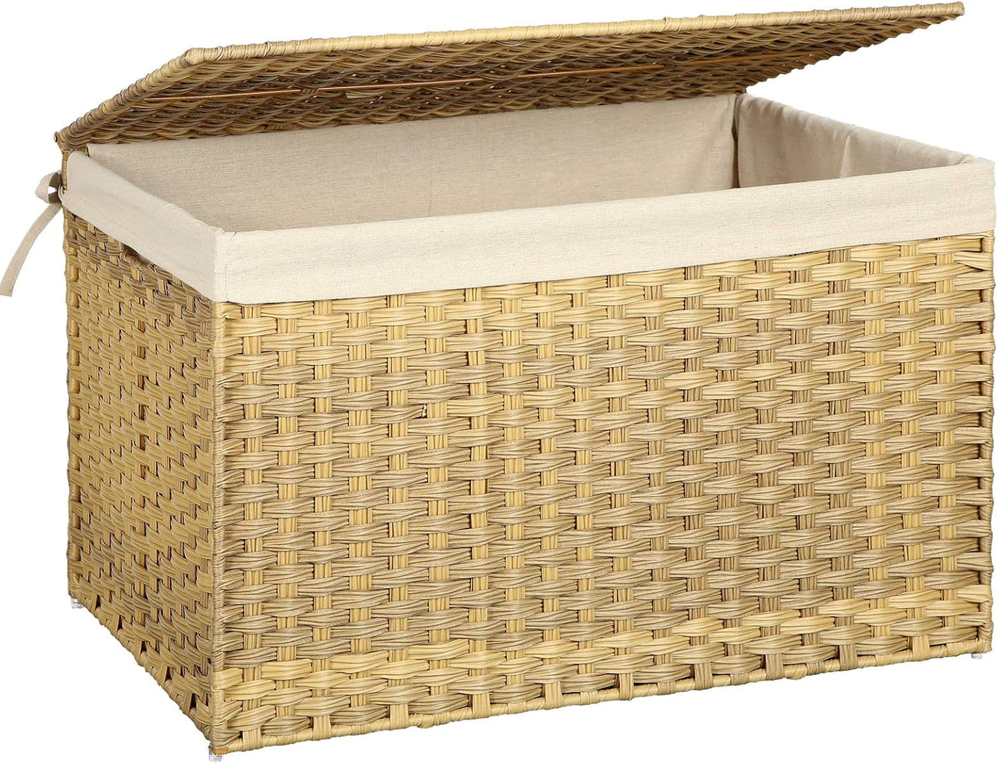 SONGMICS Woven Storage Basket with Lid for Versatile Use
